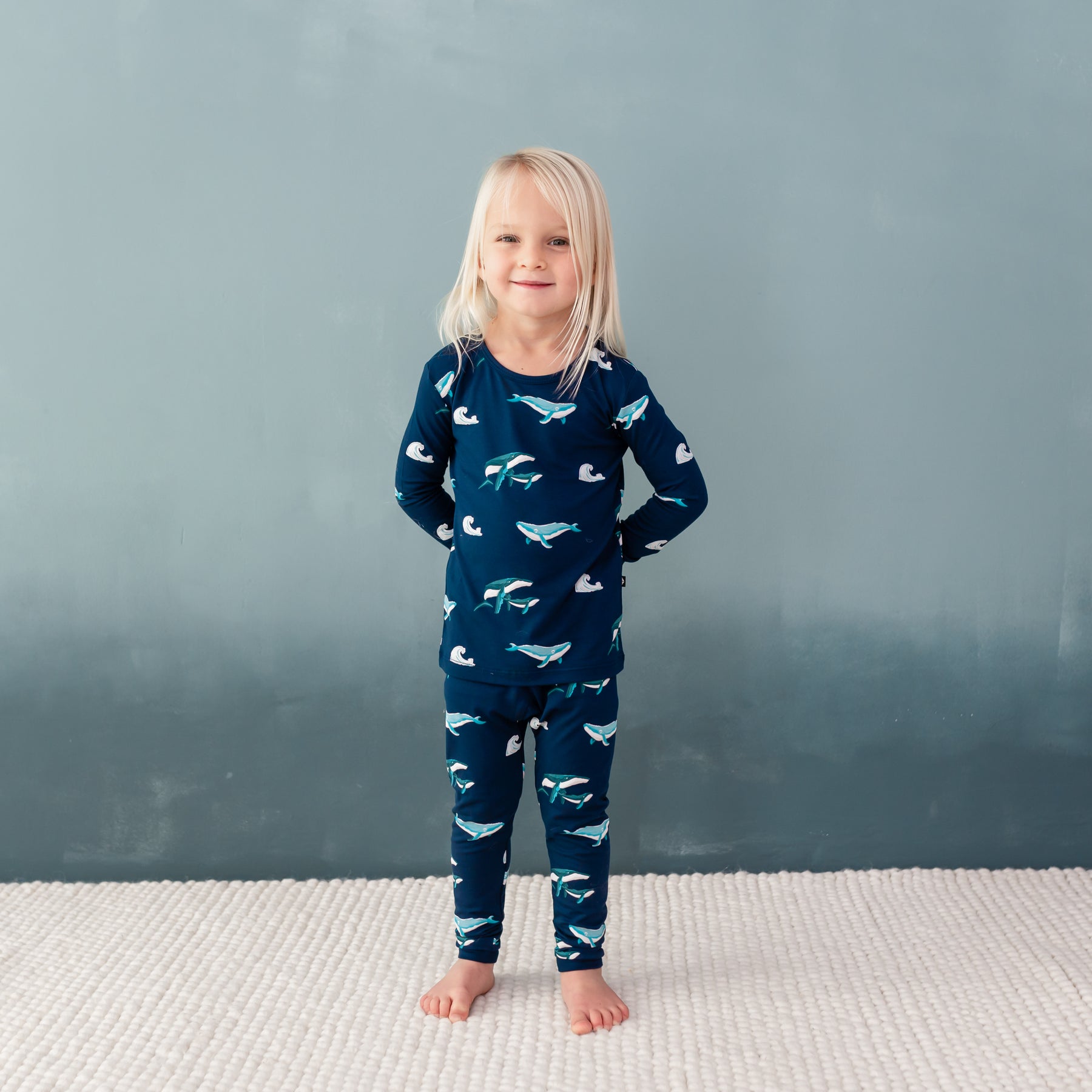 toddler wearing kyte Long Sleeve Pajamas in Humpback