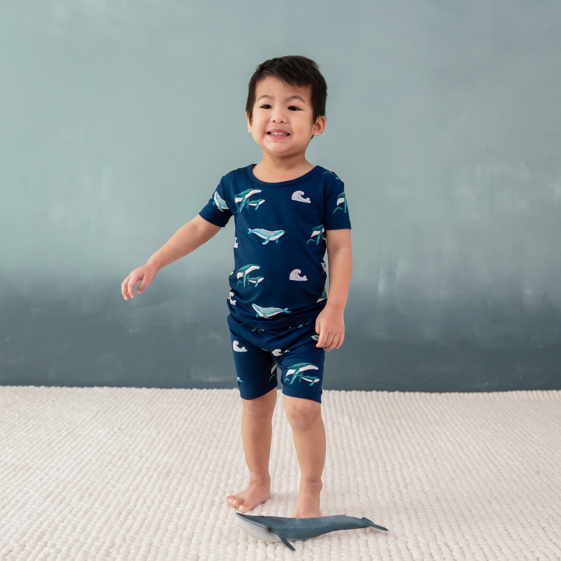 Toddler modeling Short Sleeve Pajamas in Humpback