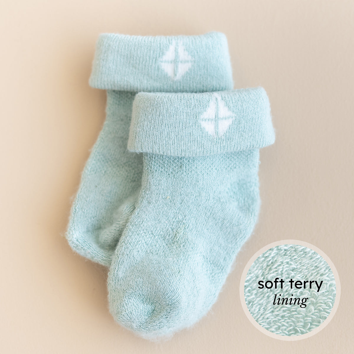 Sage infant socks with soft terry lining