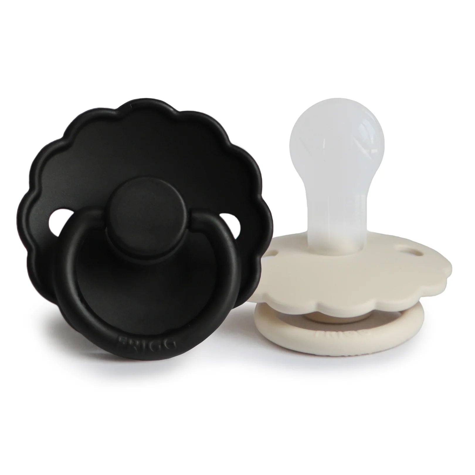 FRIGG Daisy Silicone Baby Pacifier (Jet Black/Cream) 2-Pack