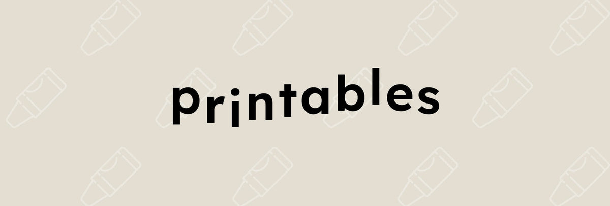 Printables banner with crayon outlines background