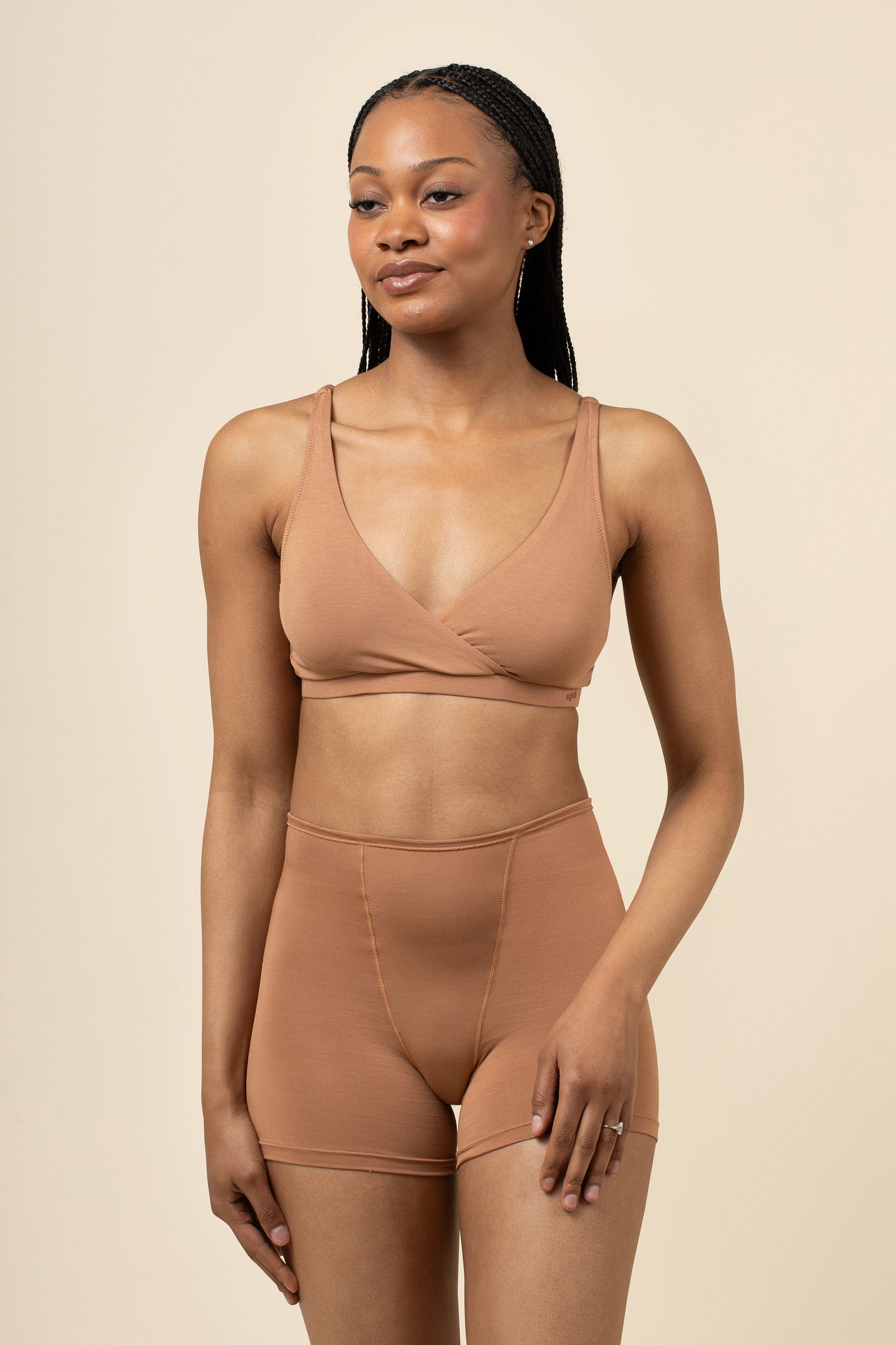 Women's Cross Front Bralette in Latte | Kyte Baby