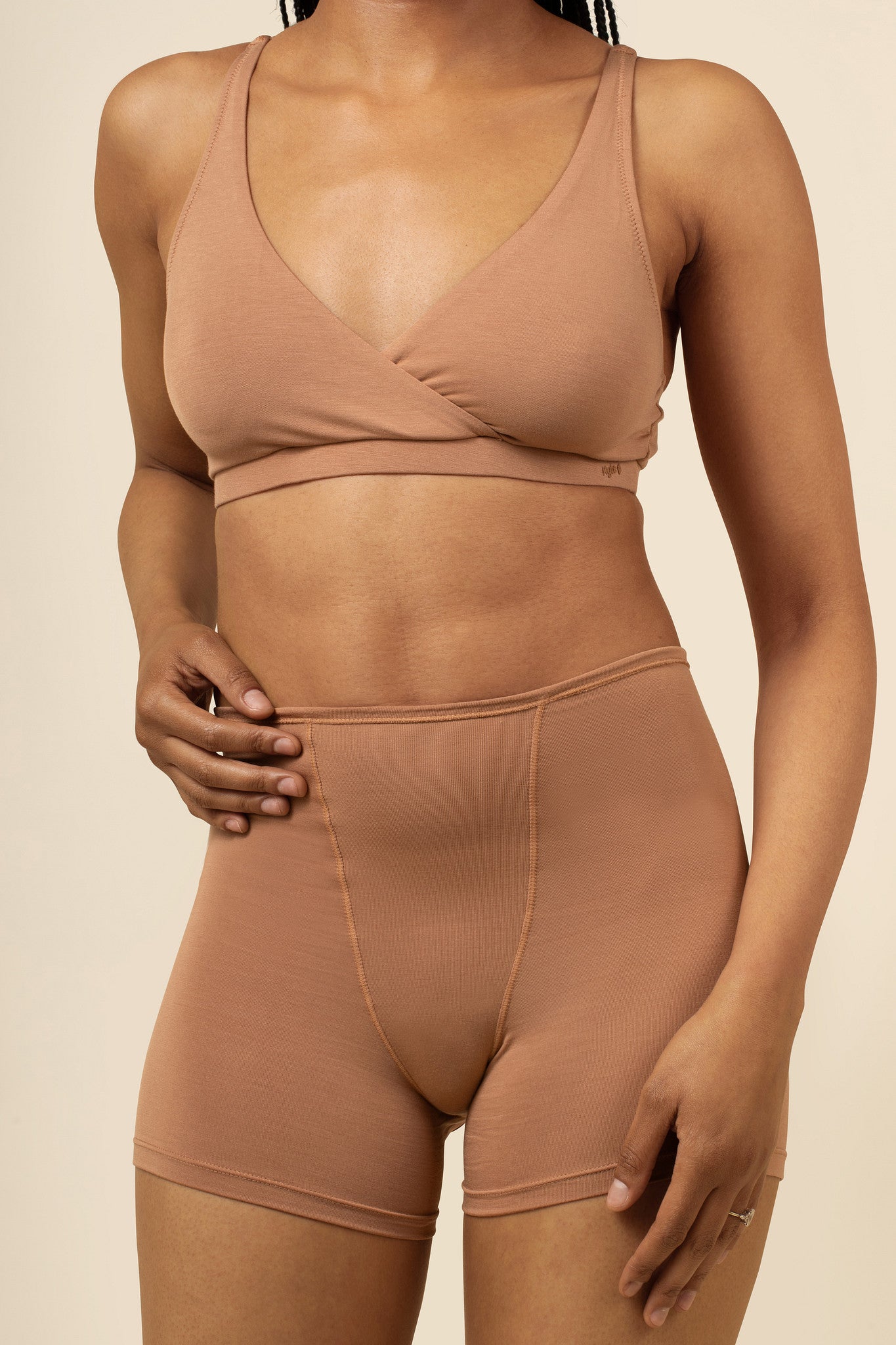 Women's Cross Front Bralette in Latte | Kyte Baby