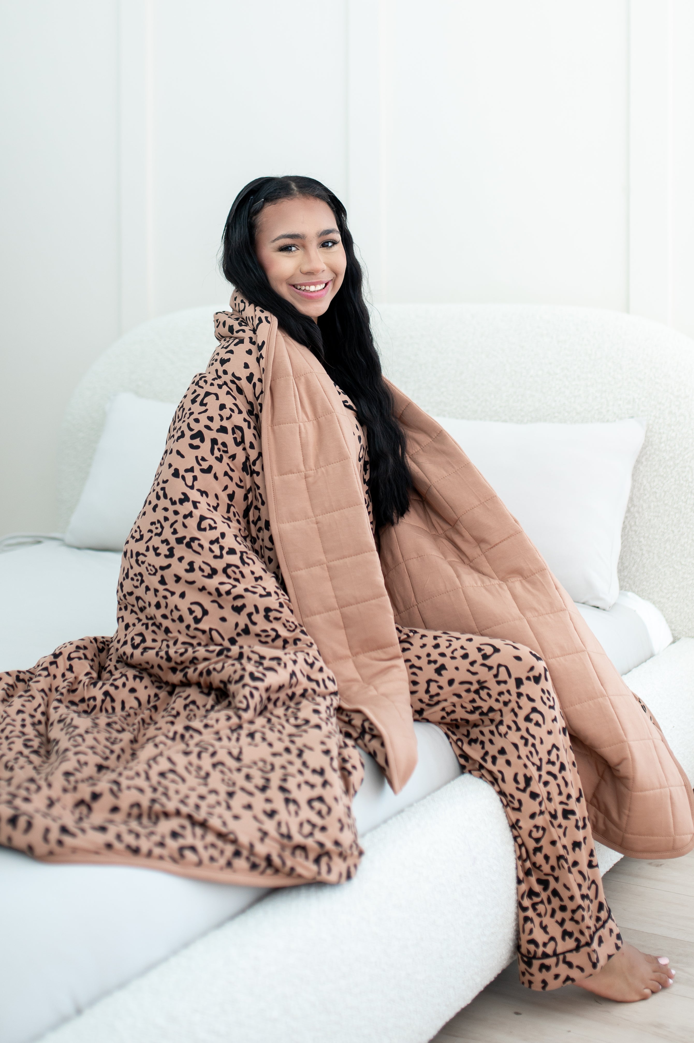 Adult Quilted Blanket in Latte Leopard 2.5