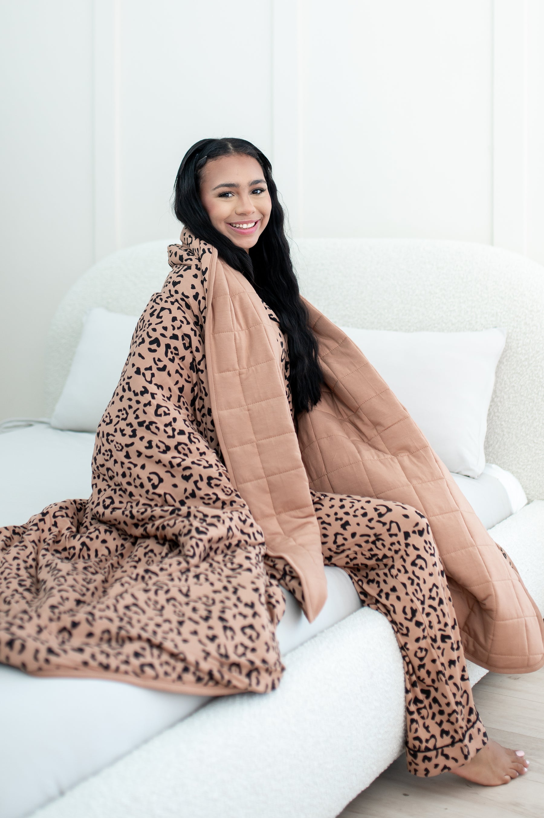 Adult Quilted Blanket in Latte Leopard 2.5