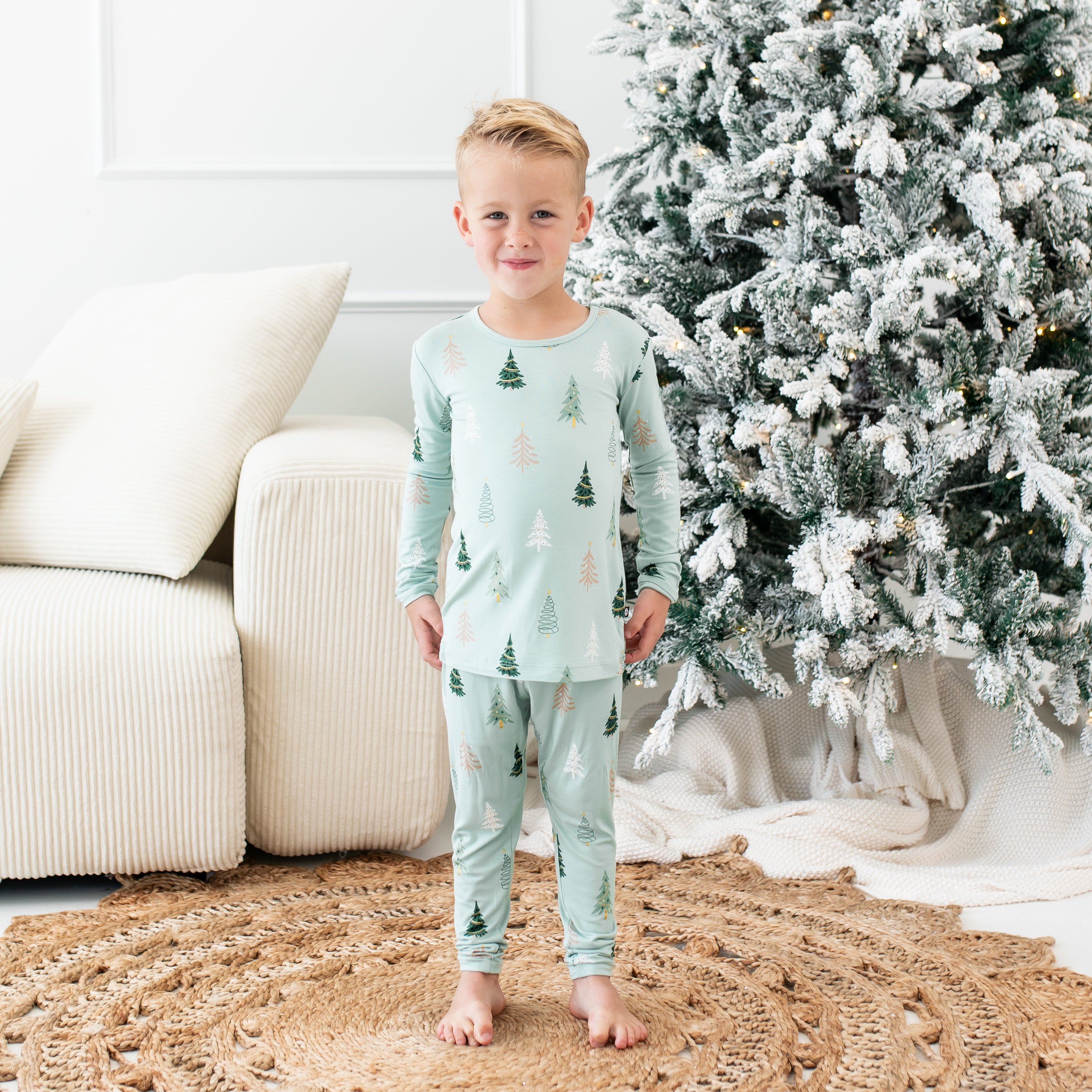 Long Sleeve Pajamas in Boho Tree