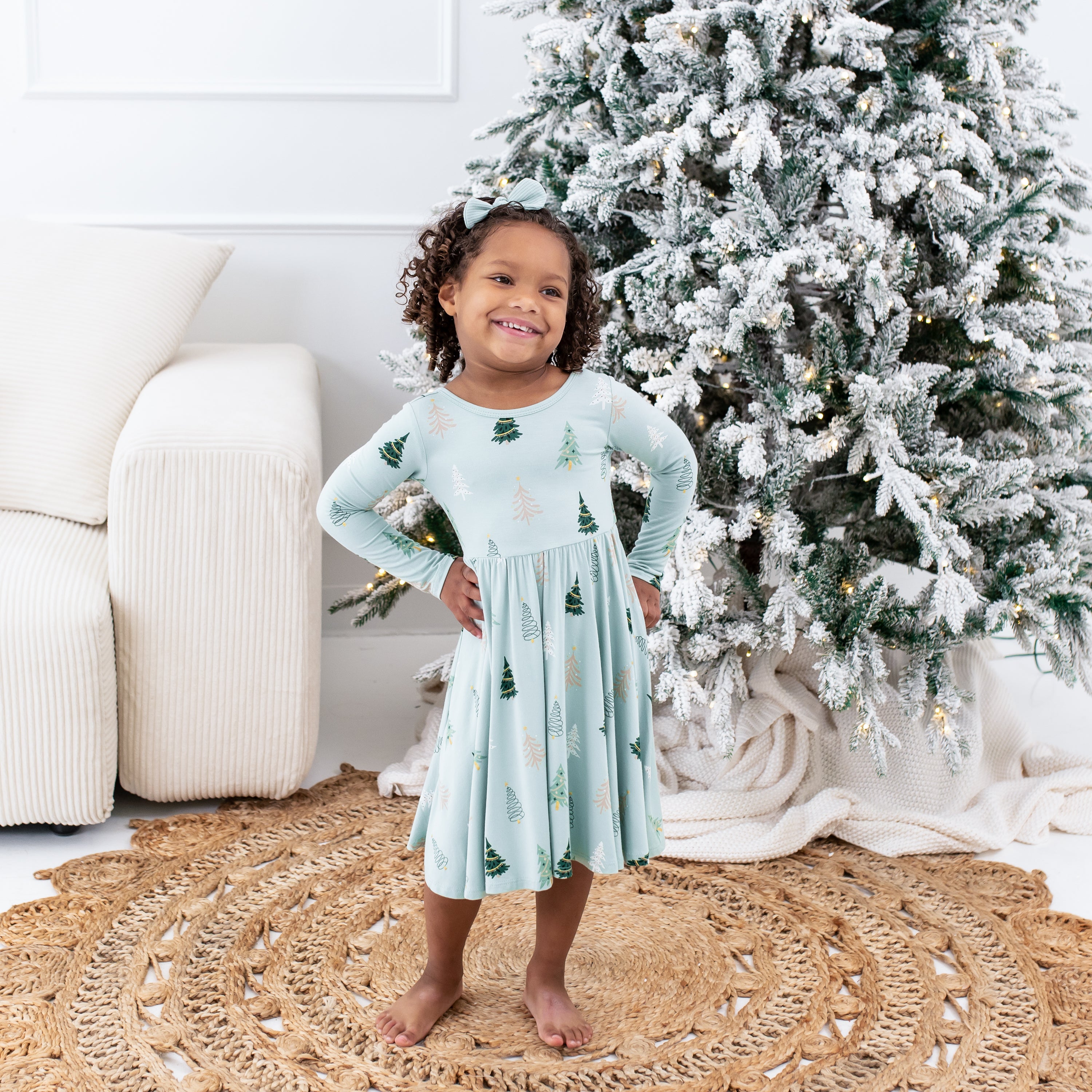 Long Sleeve Twirl Dress in Boho Tree