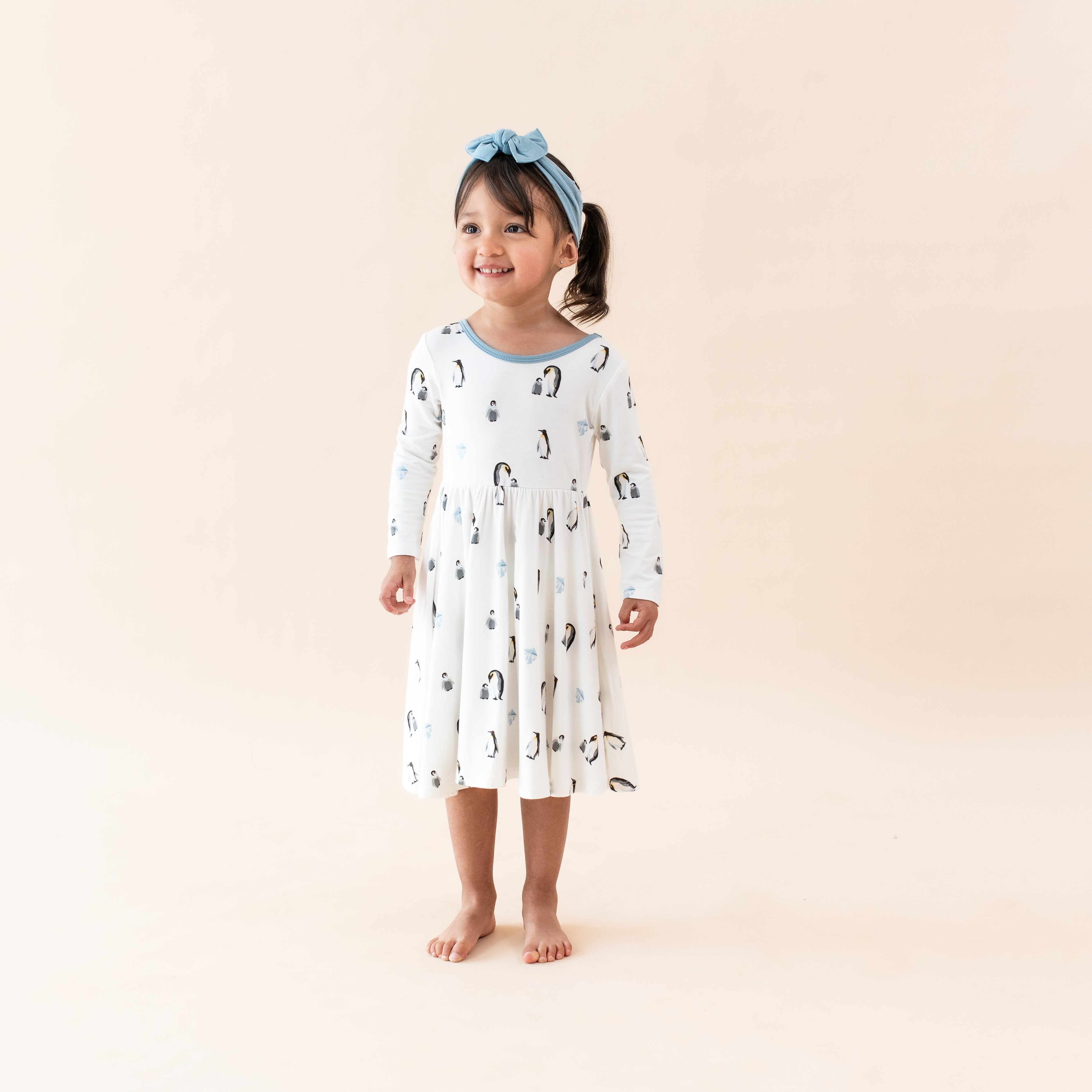 Long Sleeve Twirl Dress in Penguin