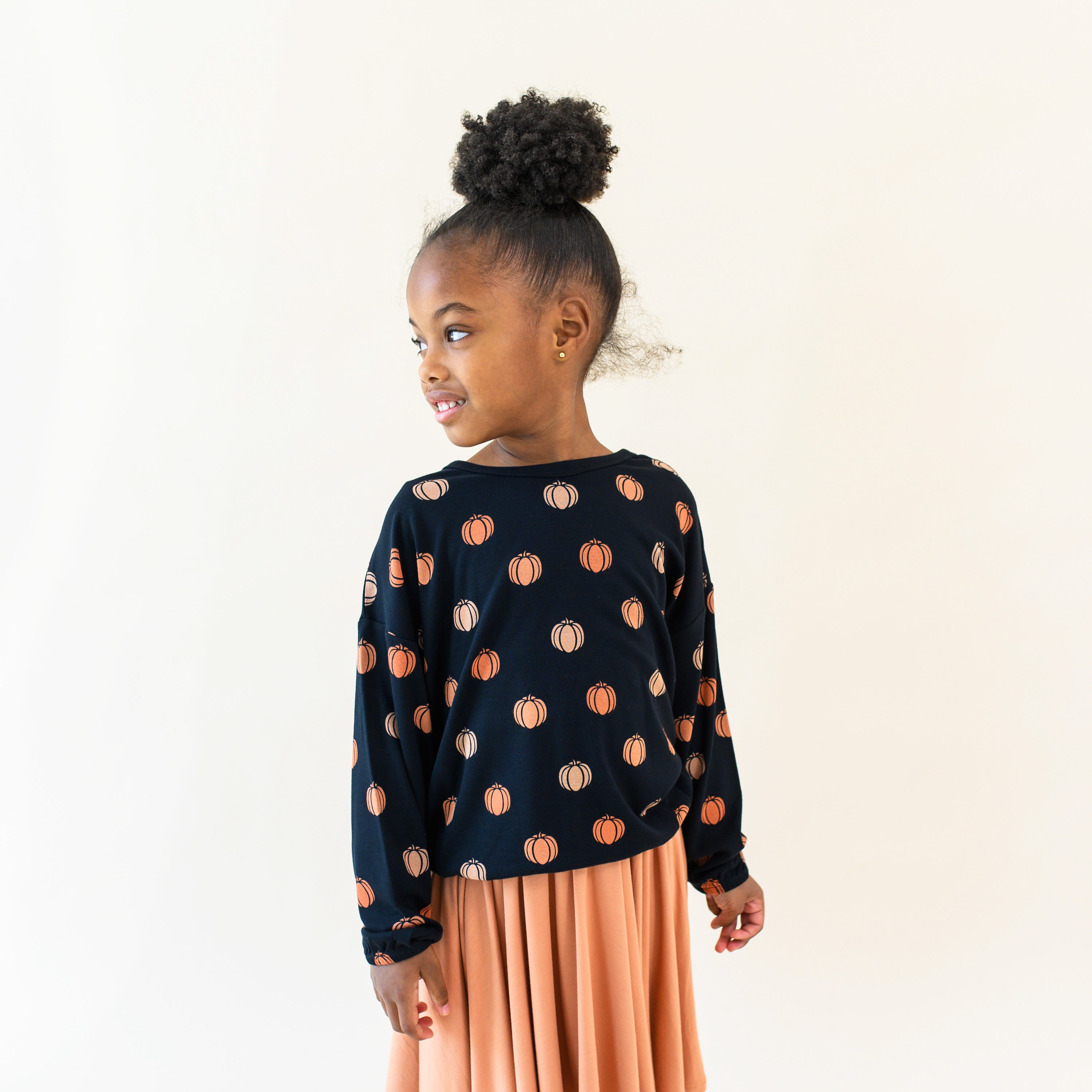 Bamboo Jersey Long Sleeve Drop Shoulder Top in Pumpkin