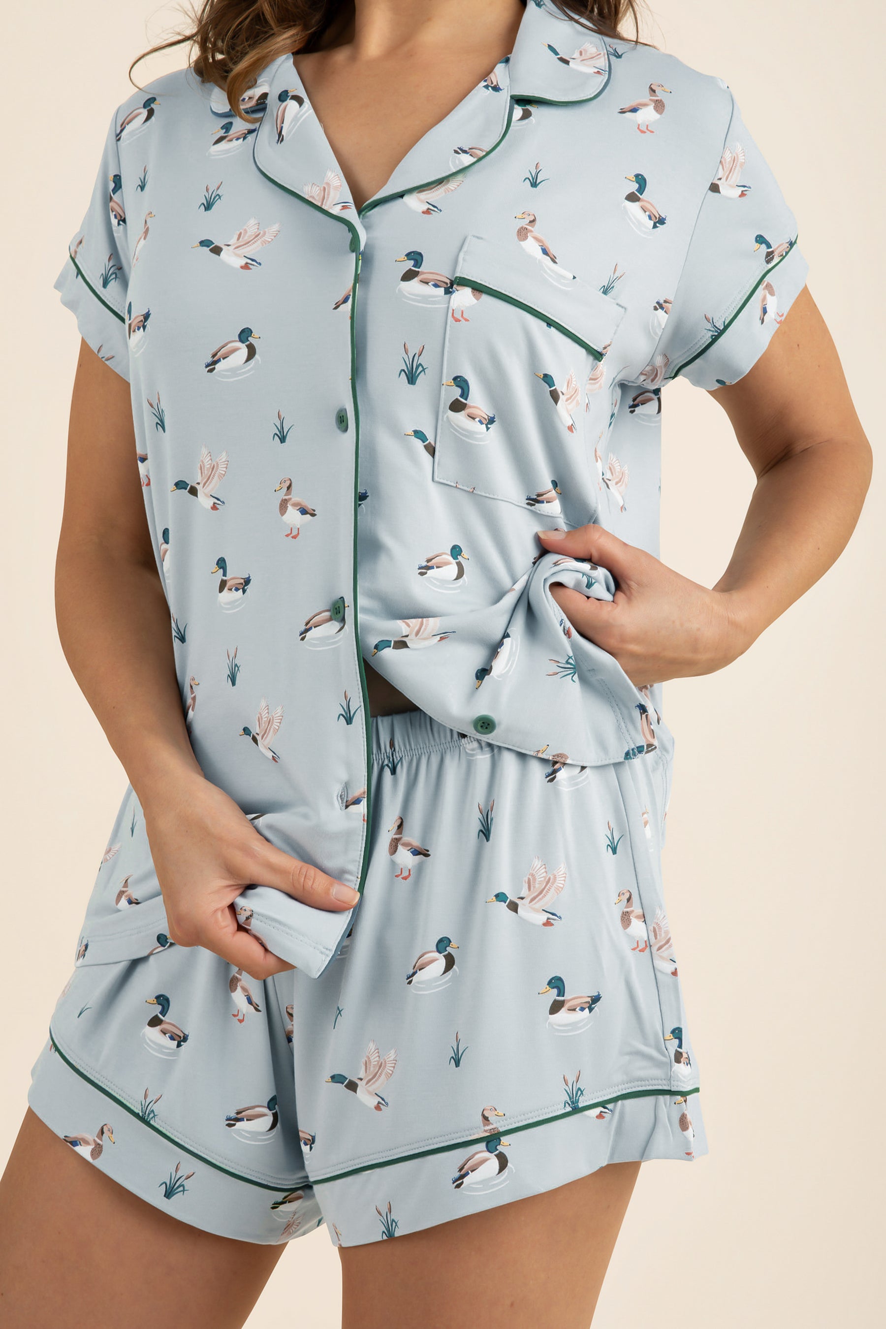 Women's Short Sleeve Pajama Set in Mallard Duck Women's Short Sleeve Pajama Set in Mallard Duck
