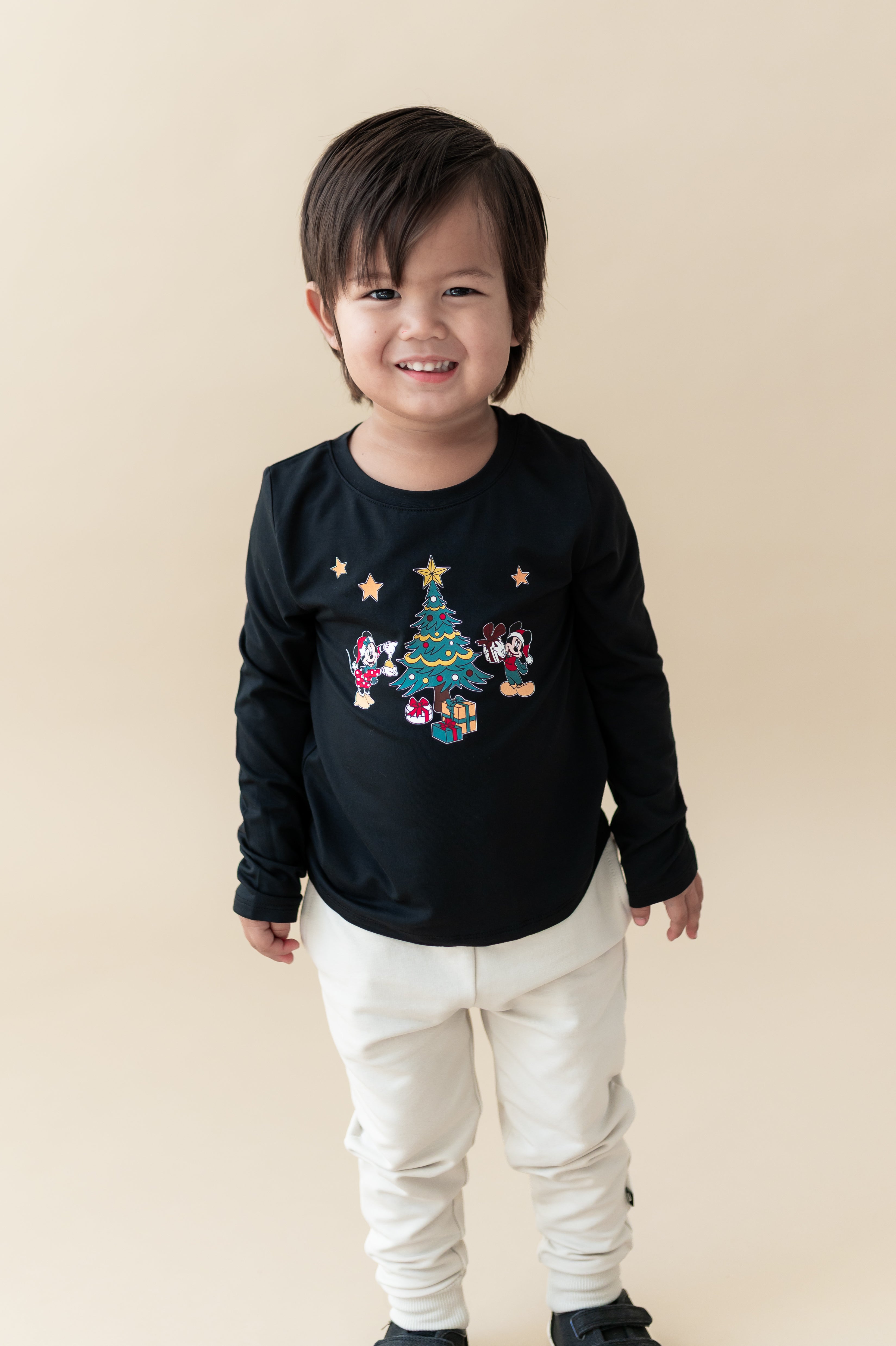 Long Sleeve Toddler Crew Neck Tee in Mickey & Friends Christmas on Mid ...