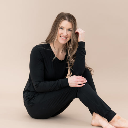 Woman wearing Women's Jogger Pajama Set in Midnight