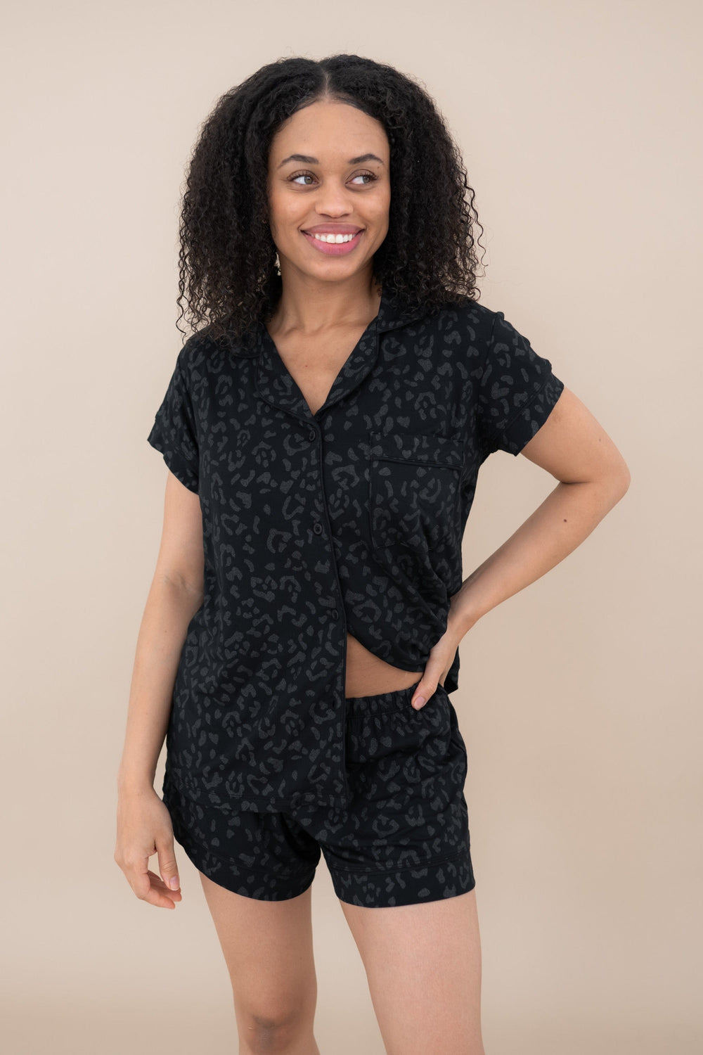Leopard Dolaman Sleeve Pajamas Set main image 1