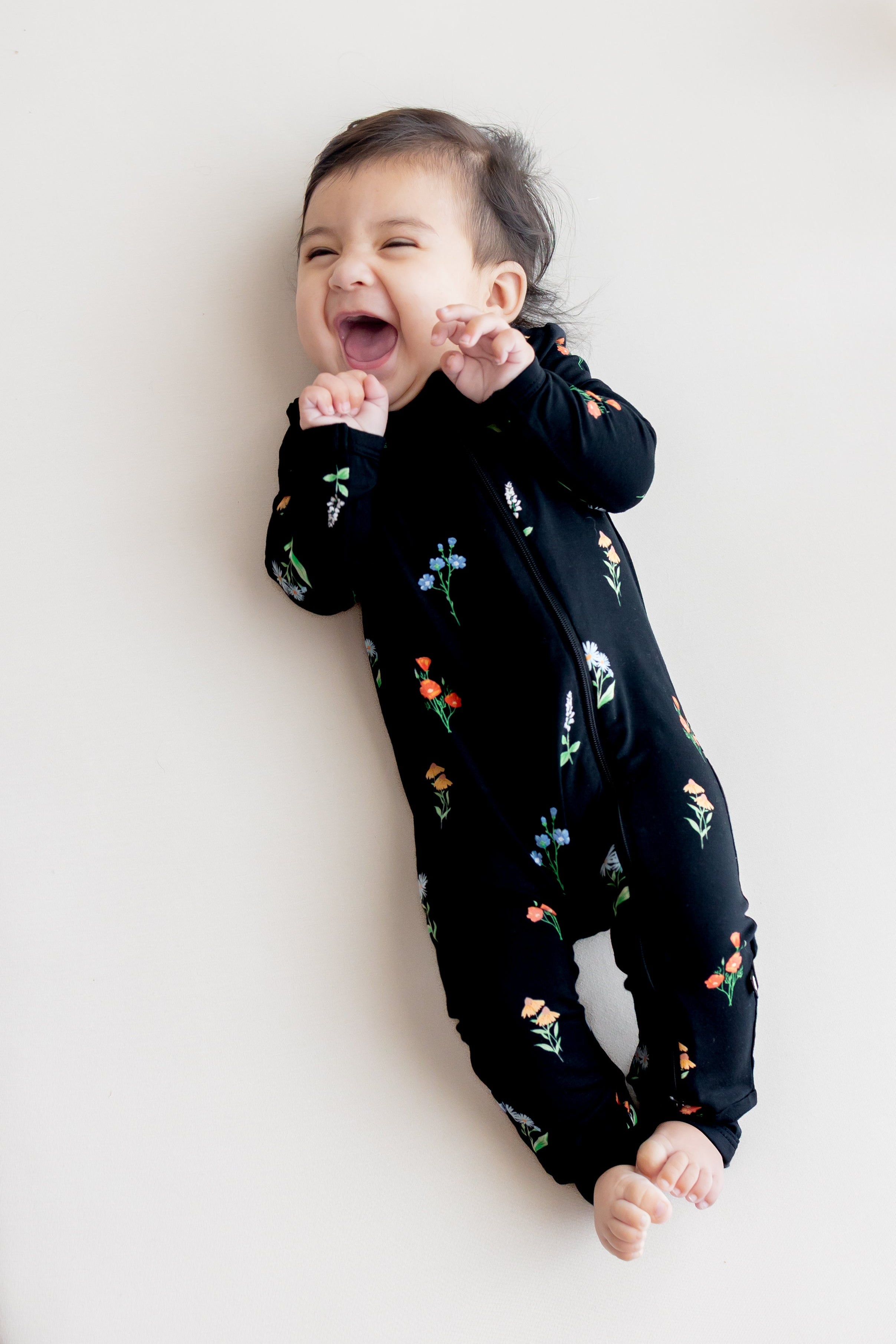 Zippered Romper in Midnight Wildflower