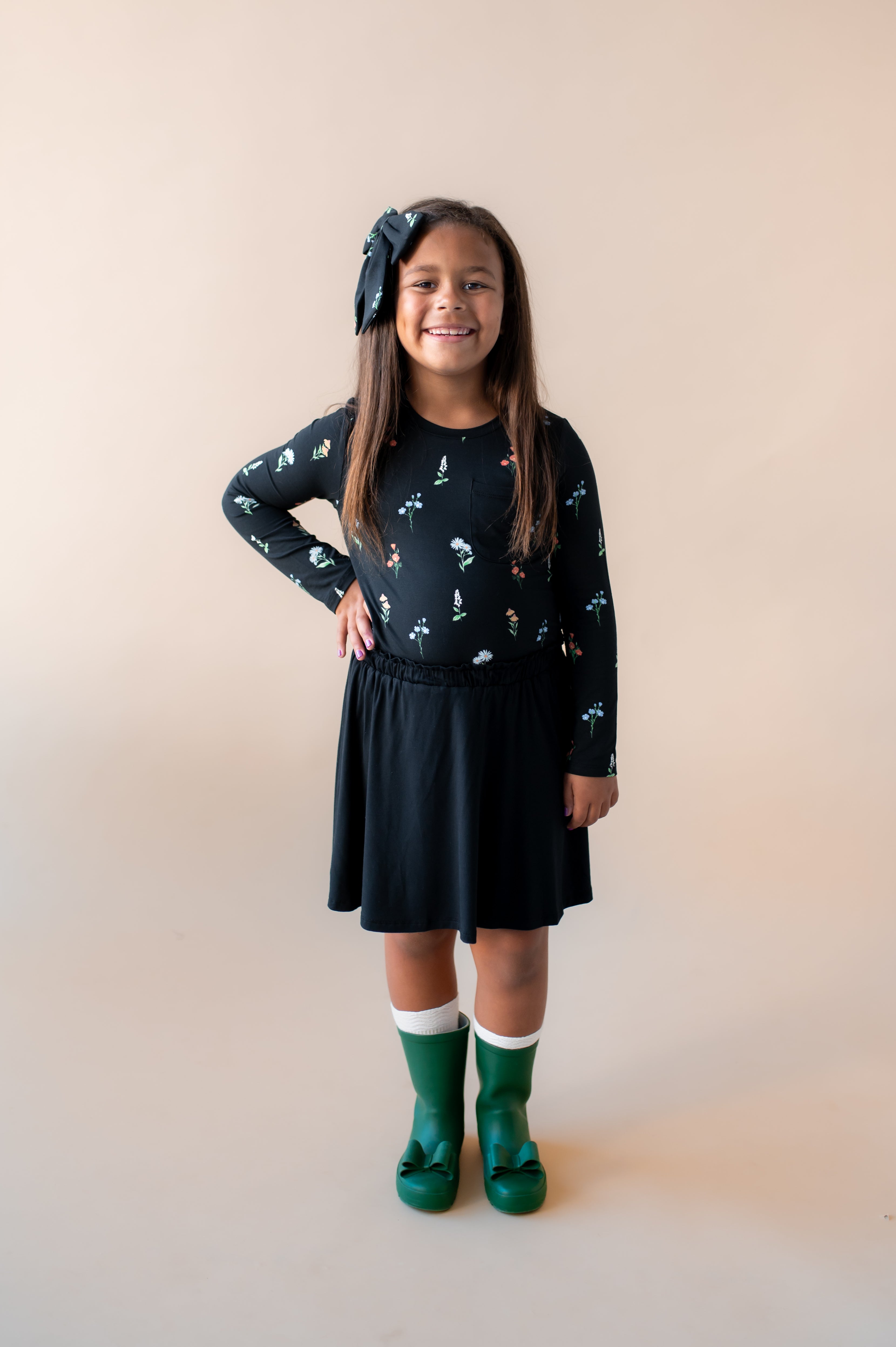 baby_g24 Thyg Long Sleeve Toddler Crew Neck Tee in Midnight Wildflower