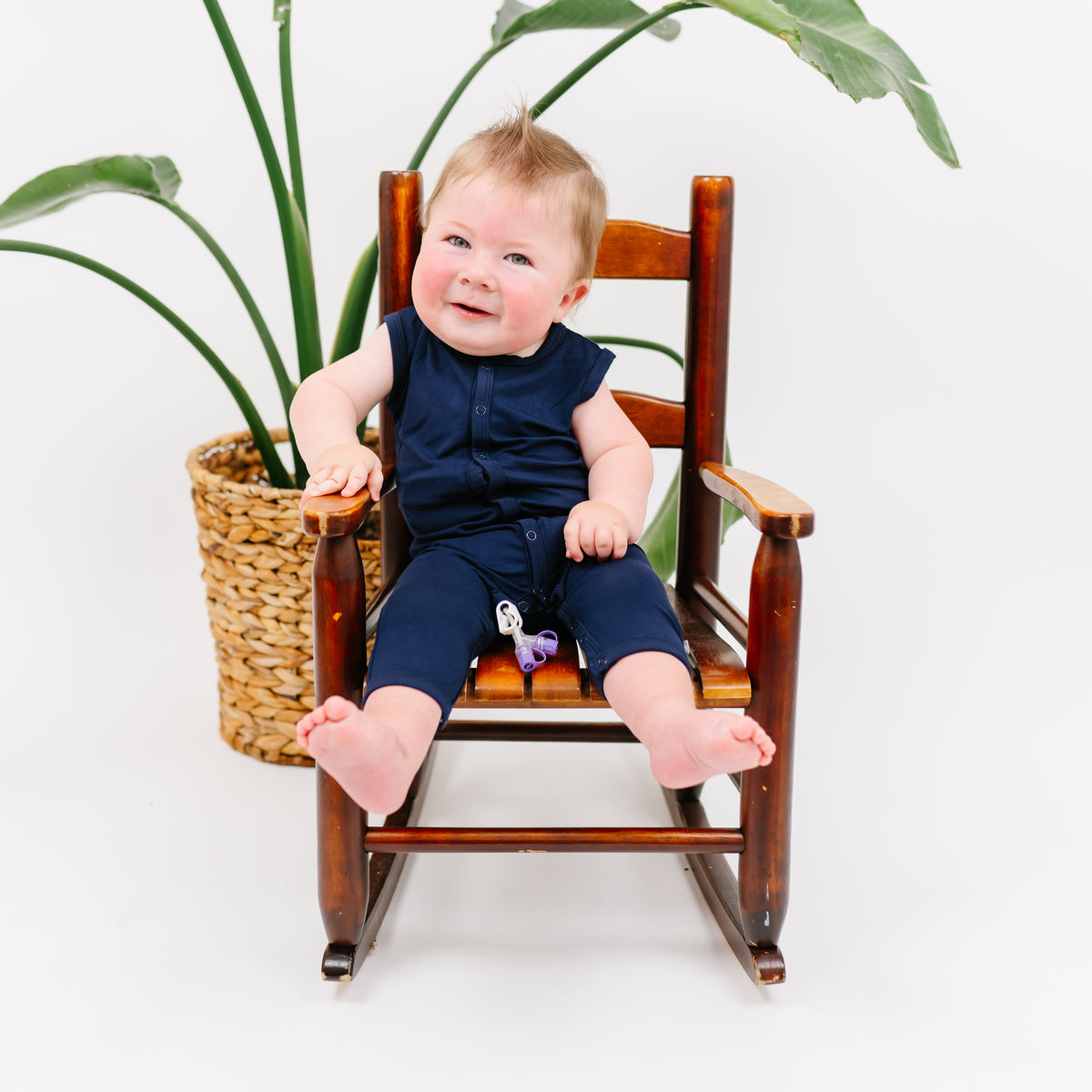 Sleeveless Romper in Navy