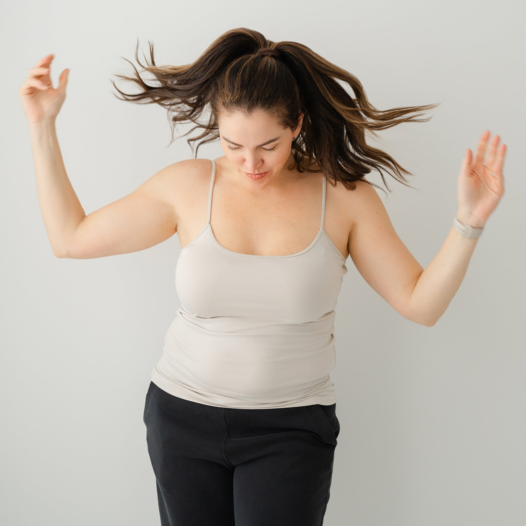 Woman modeling Women’s Camisole in Oat