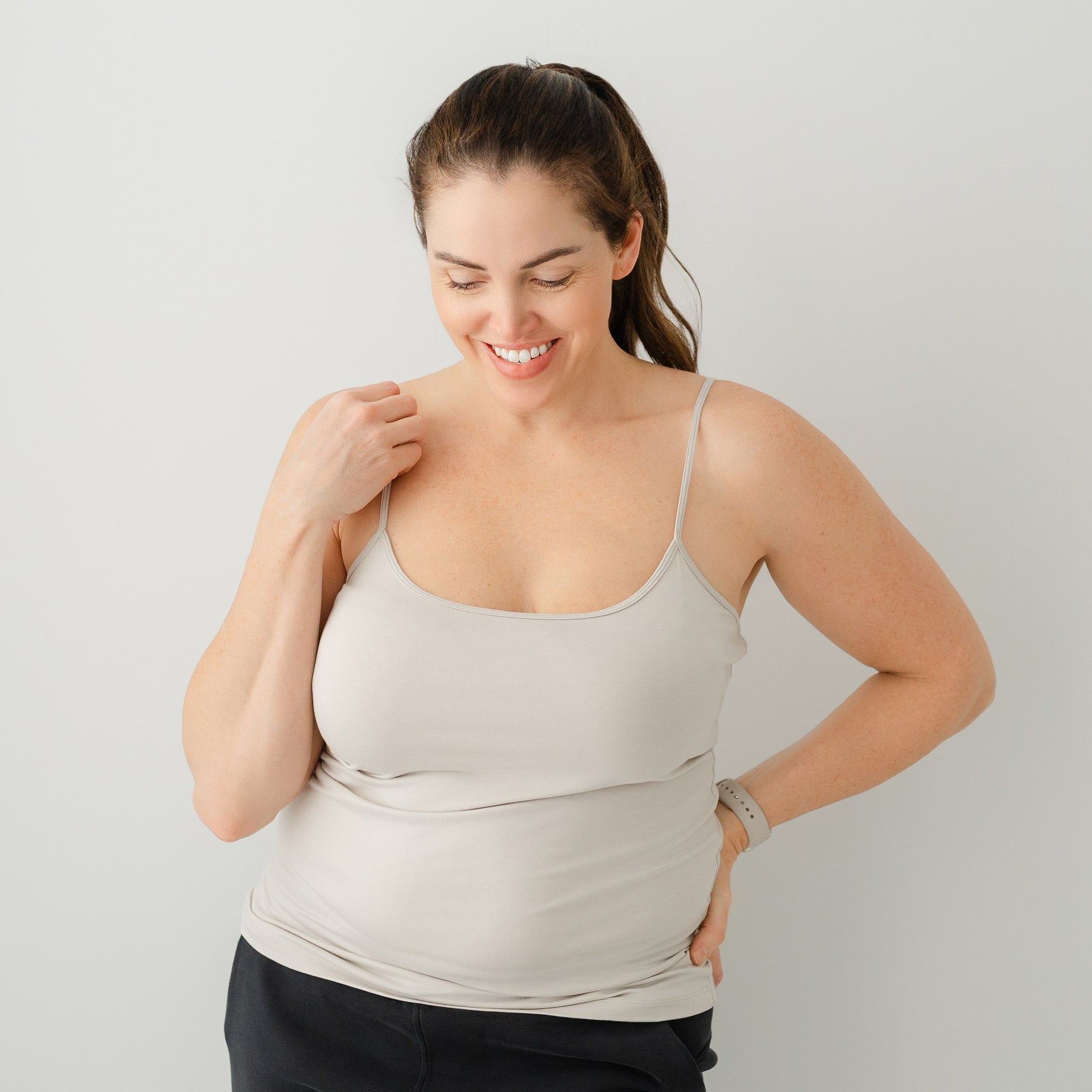 Woman modeling Women’s Camisole in Oat