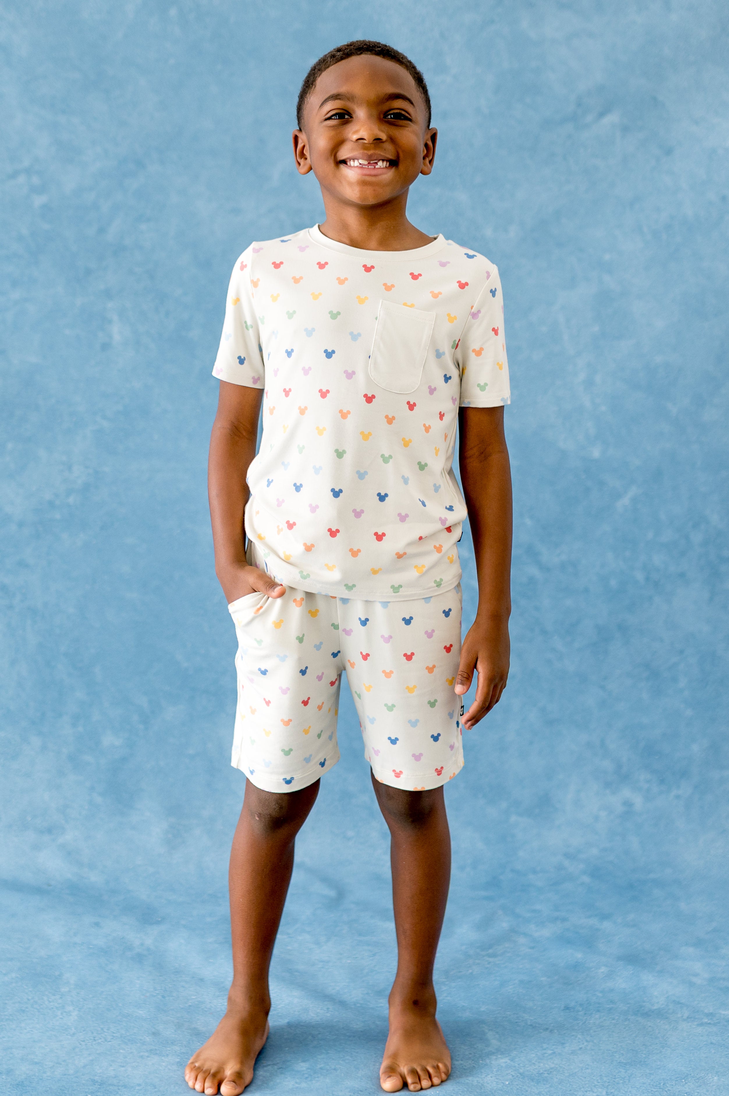 Toddler Crew Neck Tee in Pastel Mickey Mouse