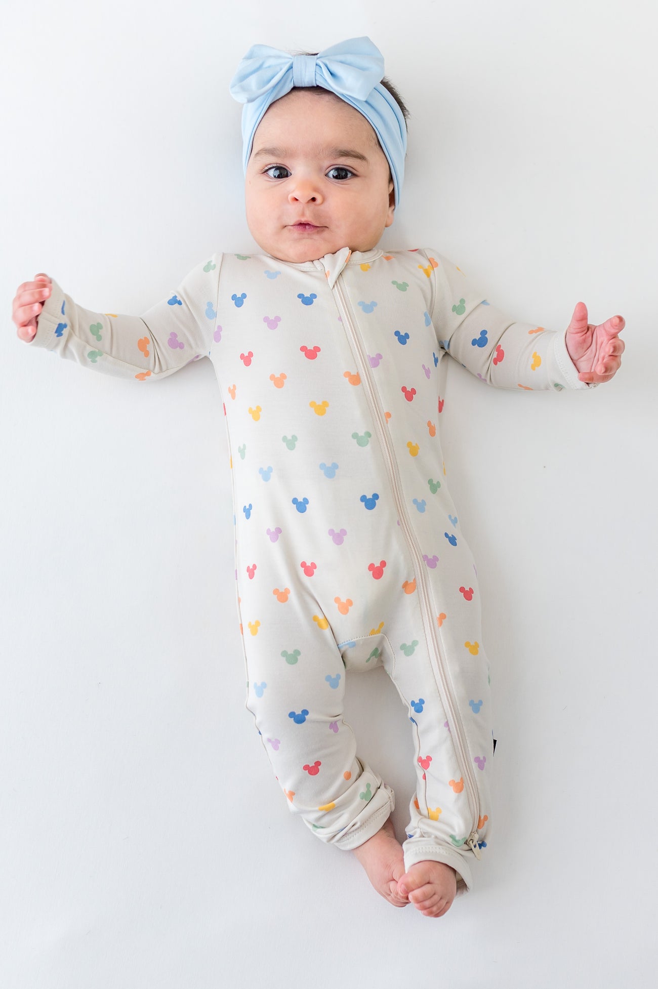 Zippered Romper in Pastel Mickey Mouse