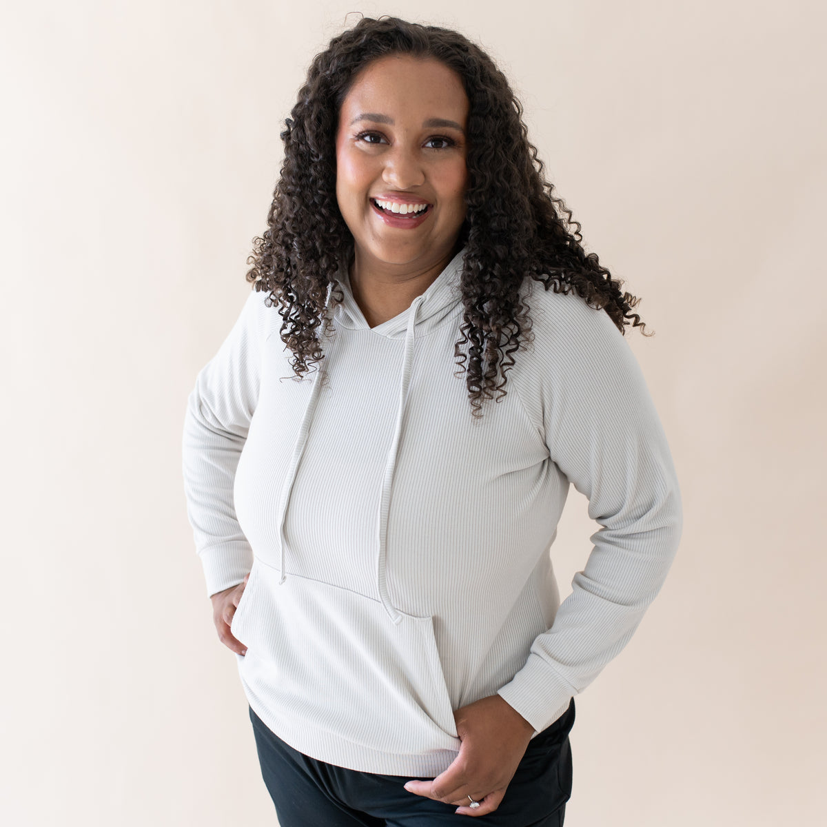 Women's Ribbed Hoodie in Oat