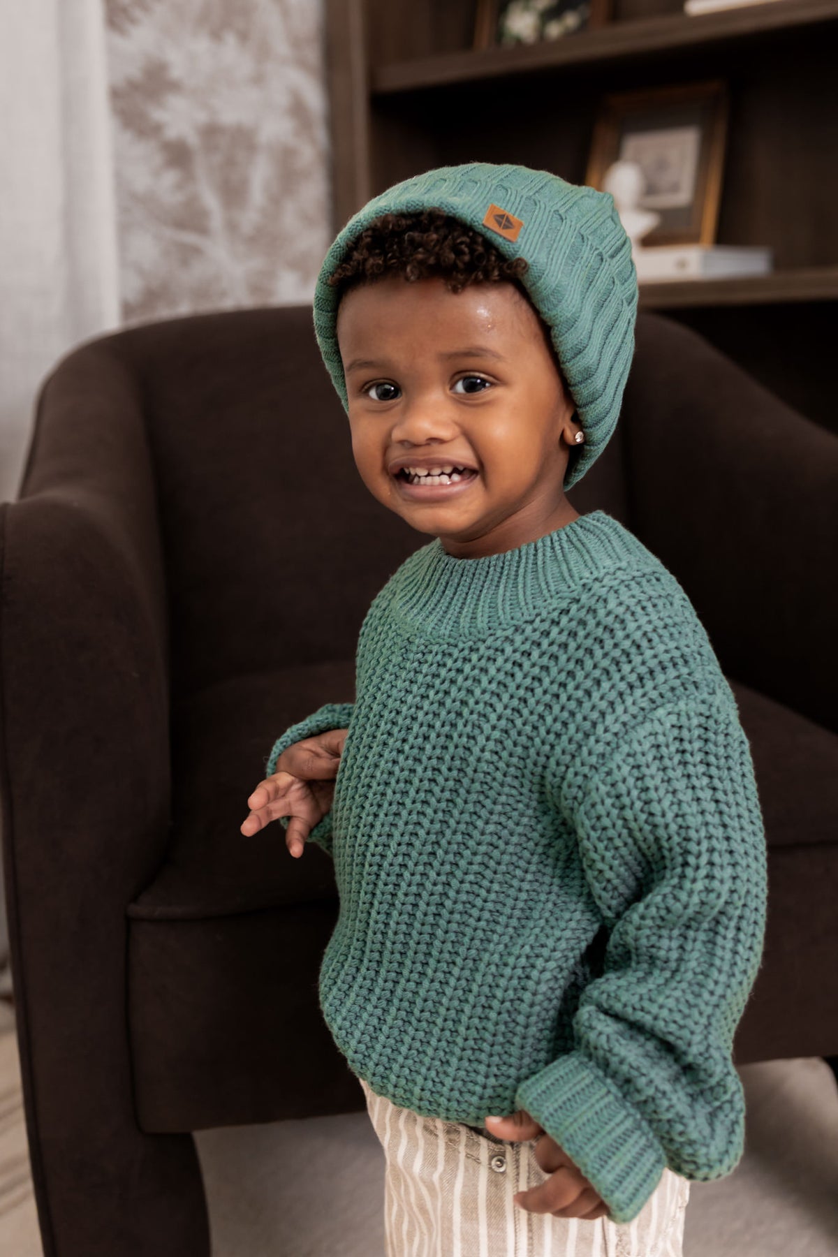 Chunky Knit Sweater in Pine