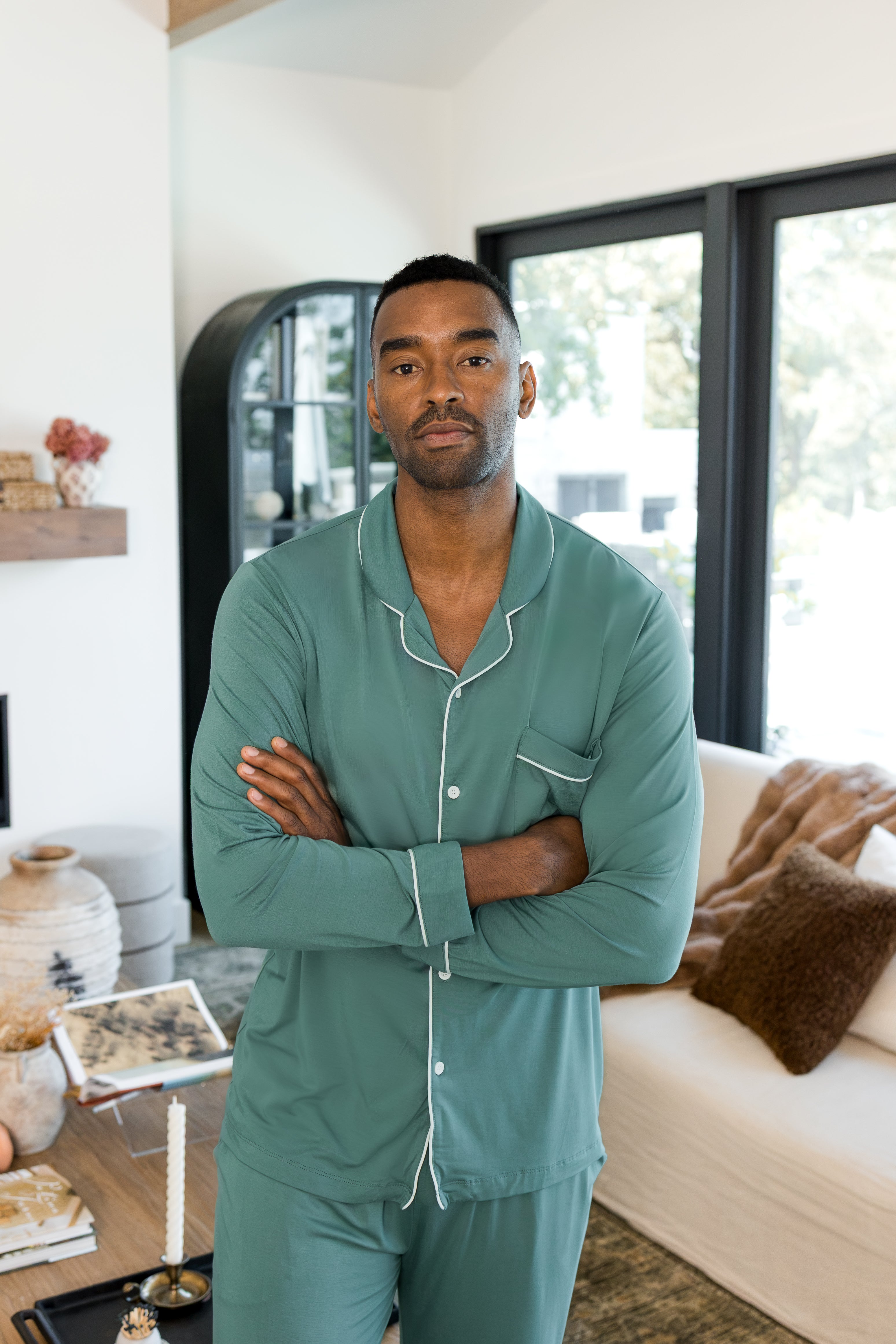 Men's Long Sleeve Pajama Set in Pine