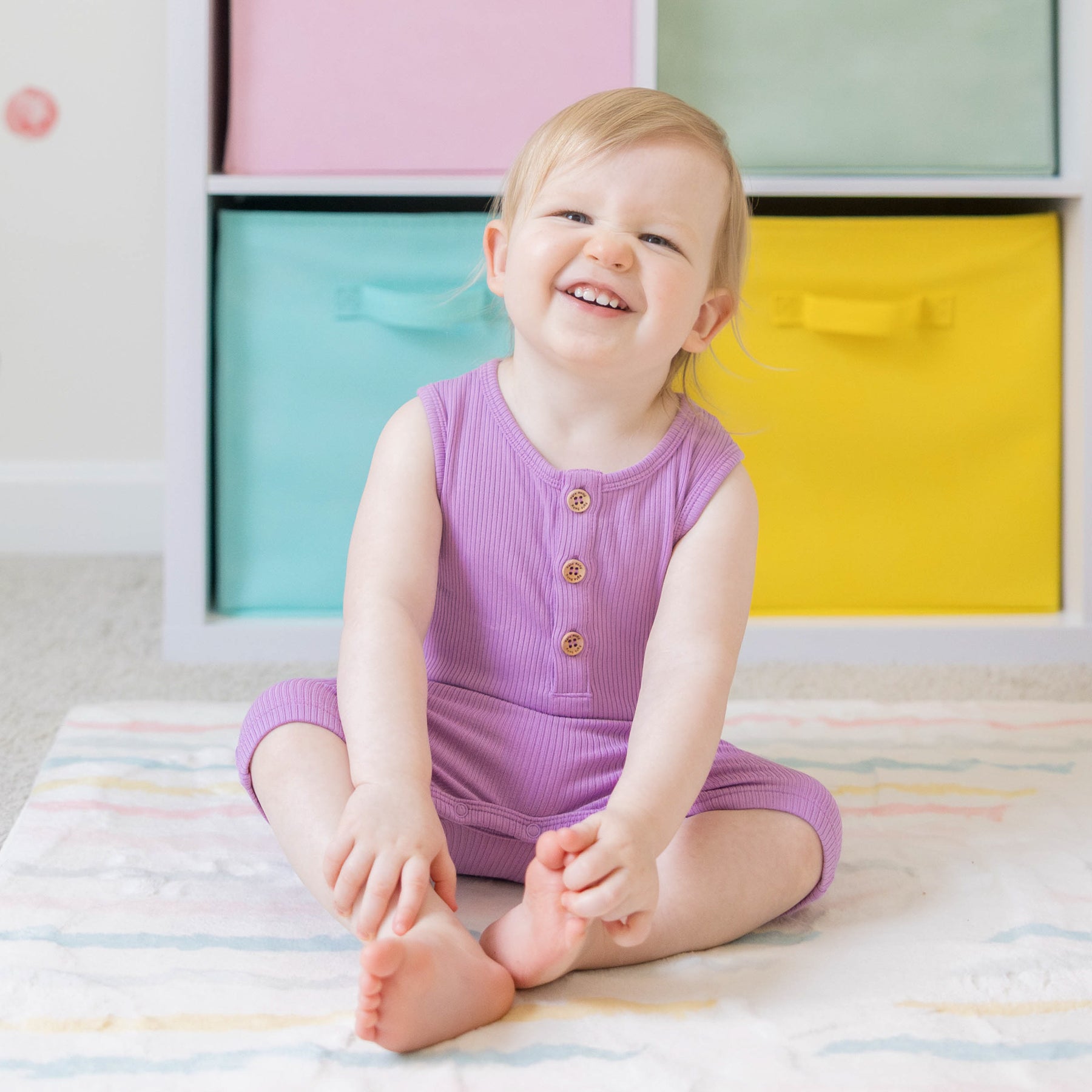 Ribbed Sleeveless Shortall in Poi