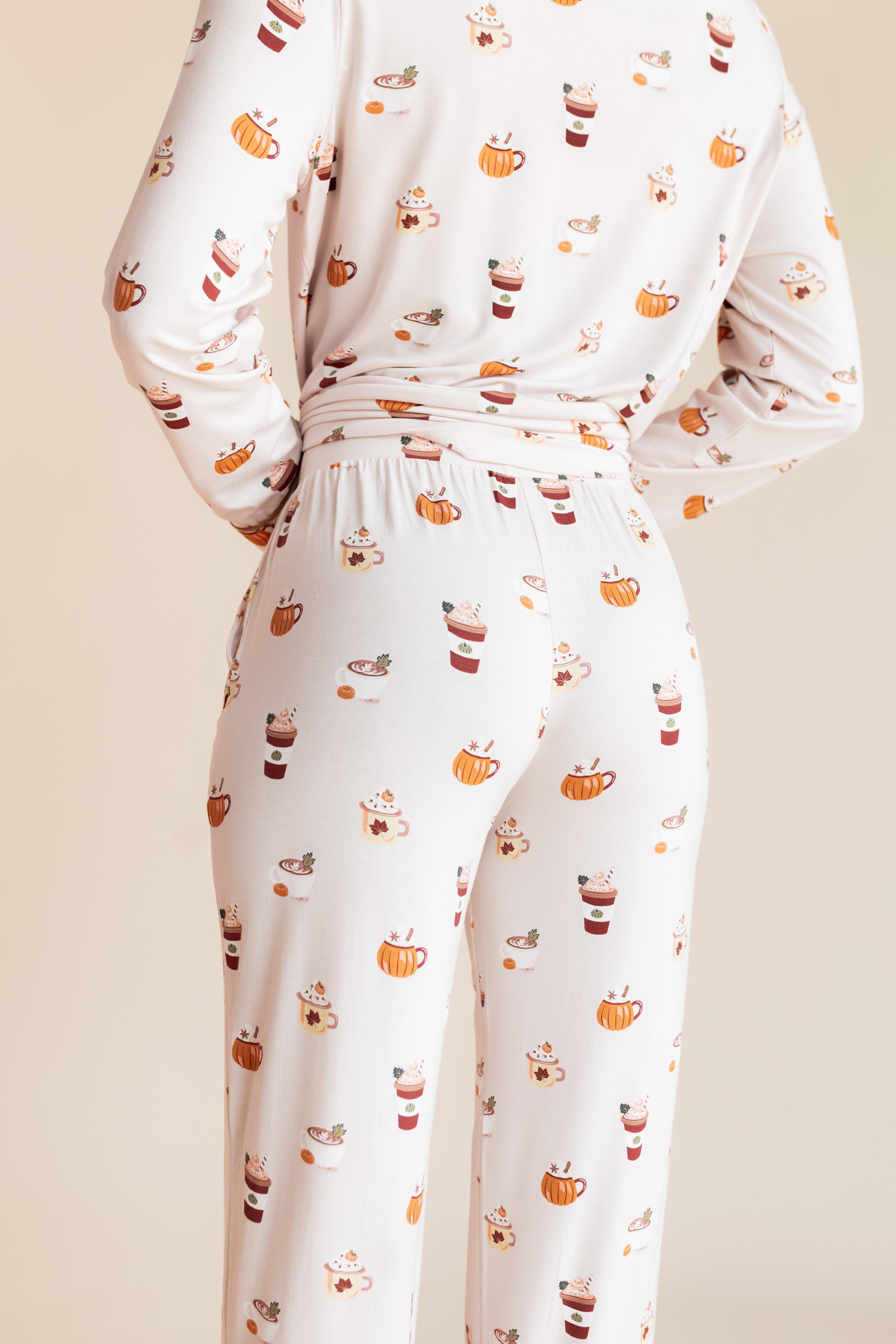 Long-Sleeved Women's Pajama Set in Pumpkin Spice Latte