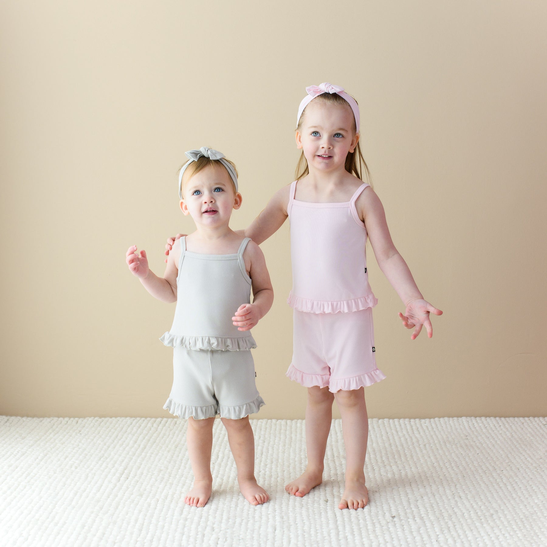 Ribbed Ruffle Tank Set in Sakura