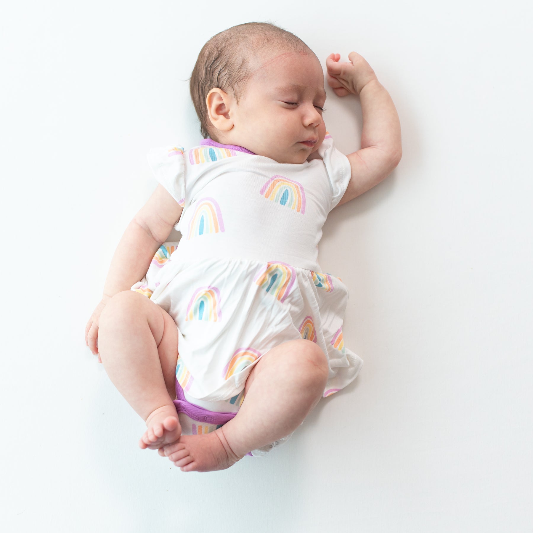 Baby in Twirl Bodysuit Dress in Poi Rainbow