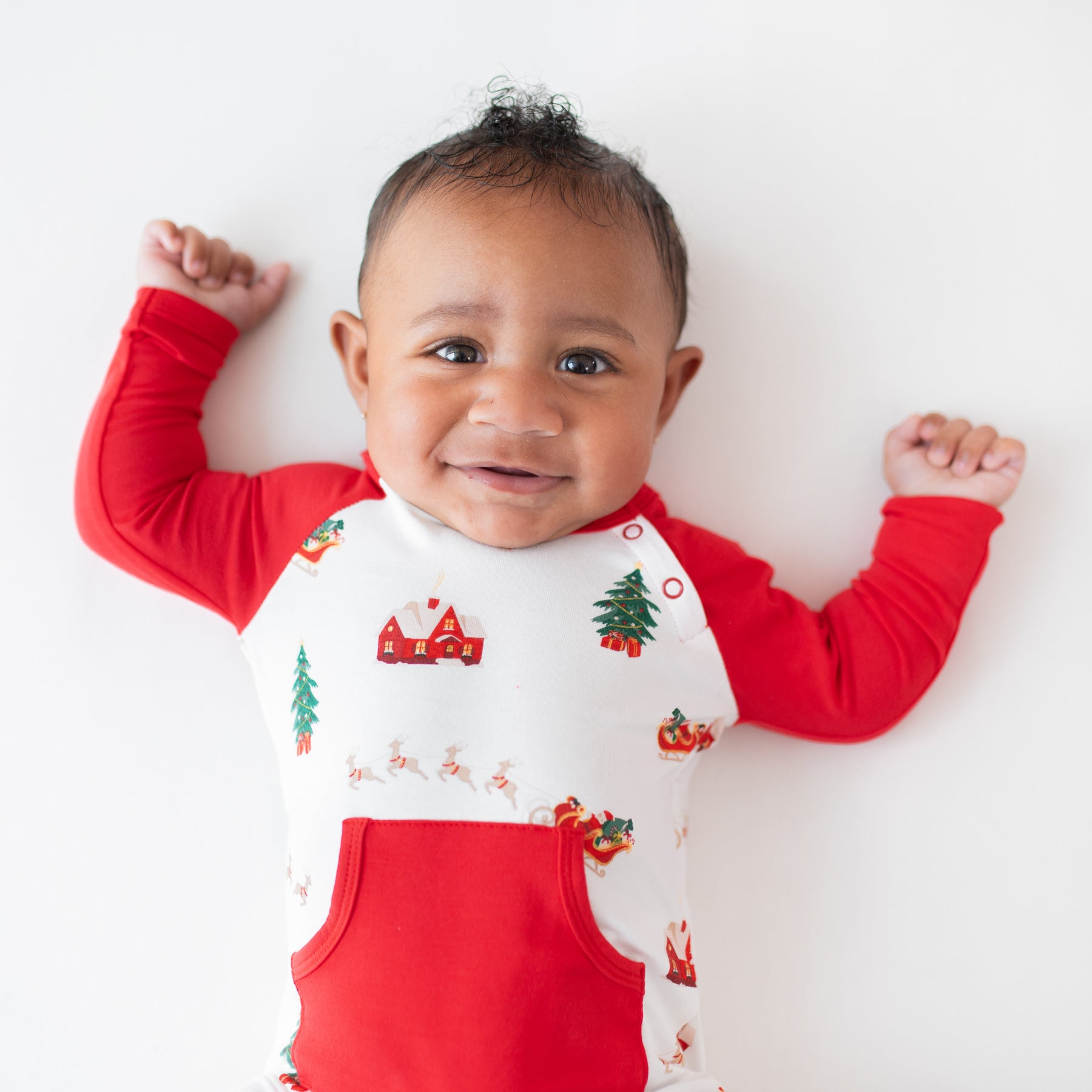 Close up of the Longall in Santa Sleigh shown on an infant model