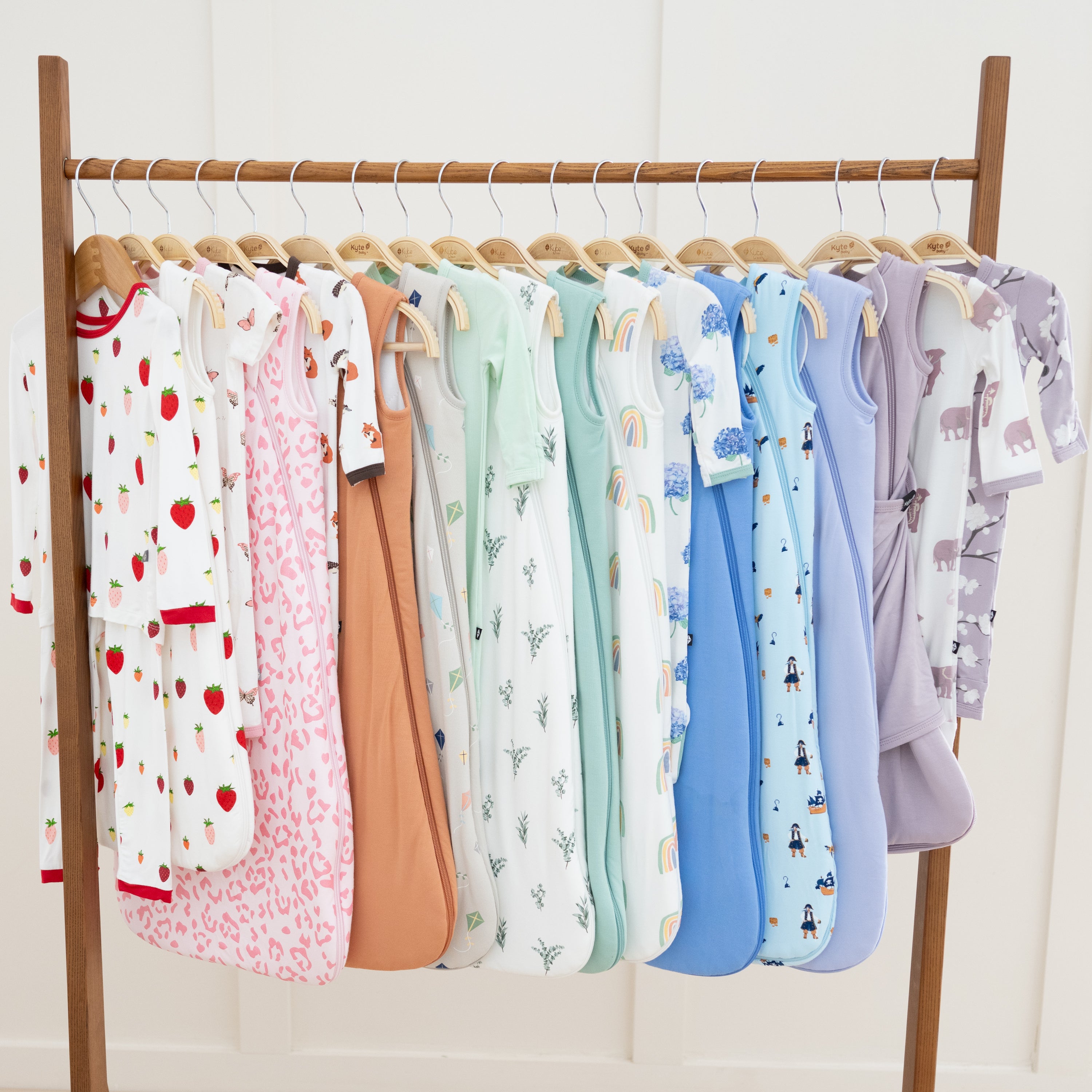 photo of a hanging rack with clearance sale items 