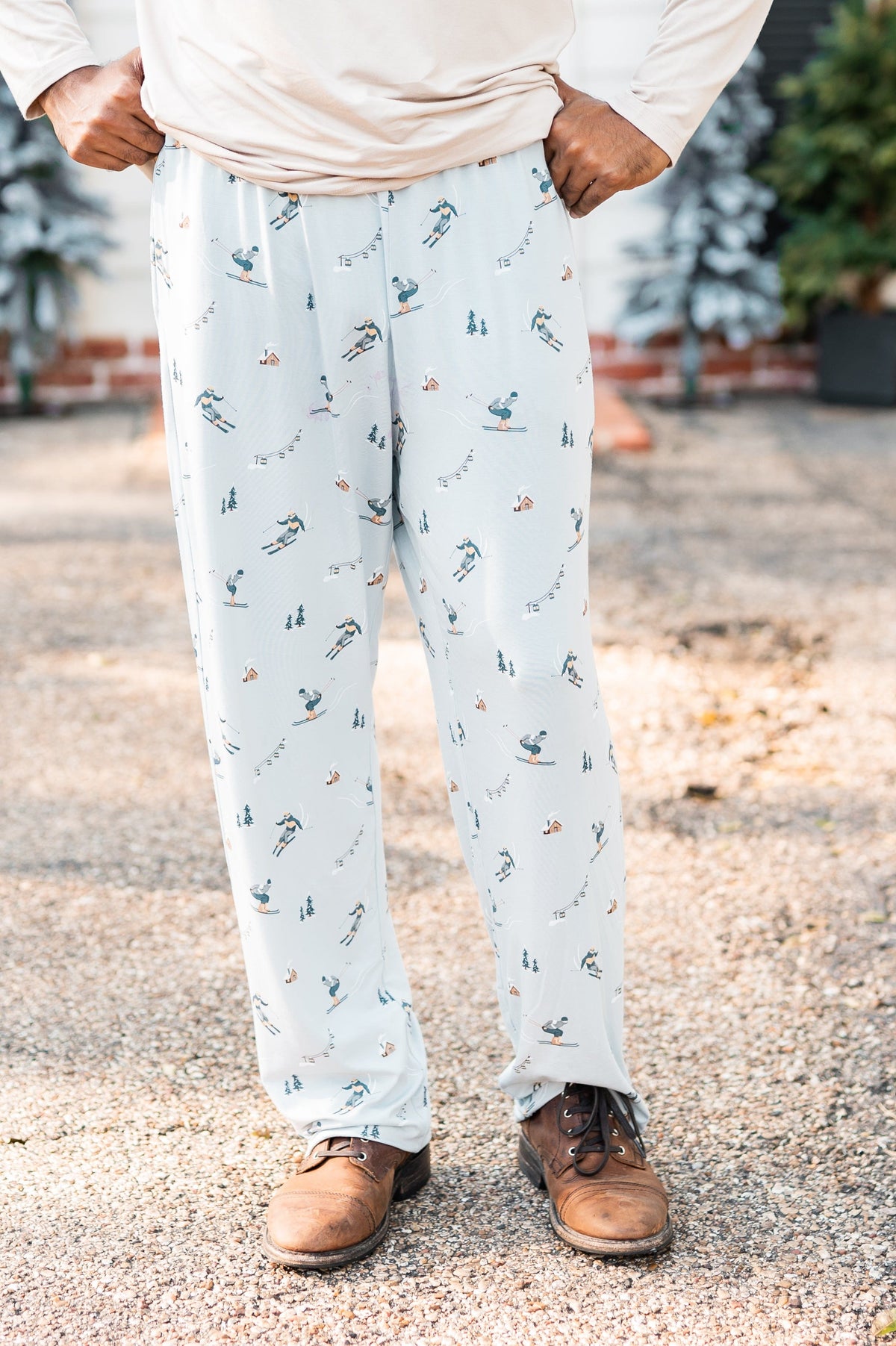 Men's Lounge Pants in Ski shown on a male model