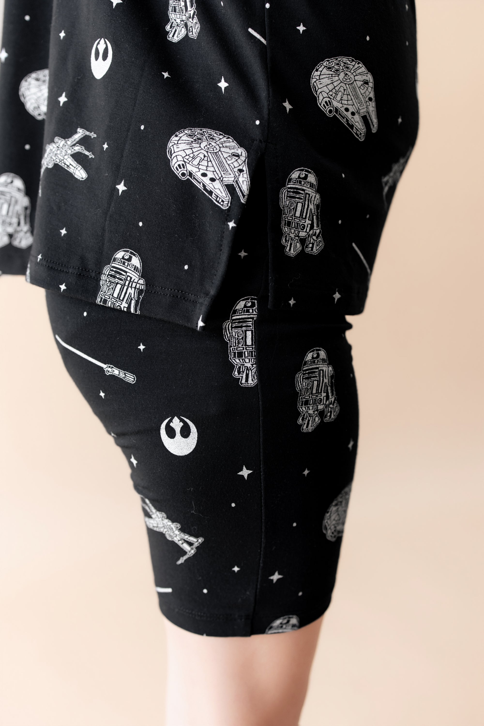 Close up of the shorts of the Toddler Biker Short Set in STAR WARS™ shown on a model