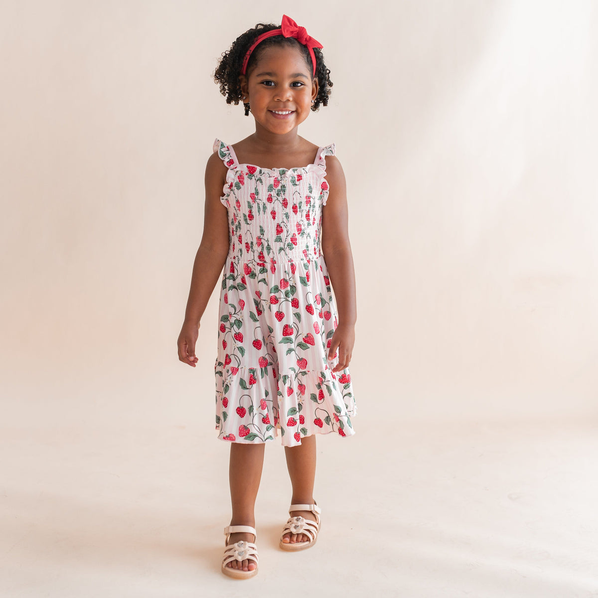 Bamboo Smocked Dress in Strawberry Fields by Kyte Baby