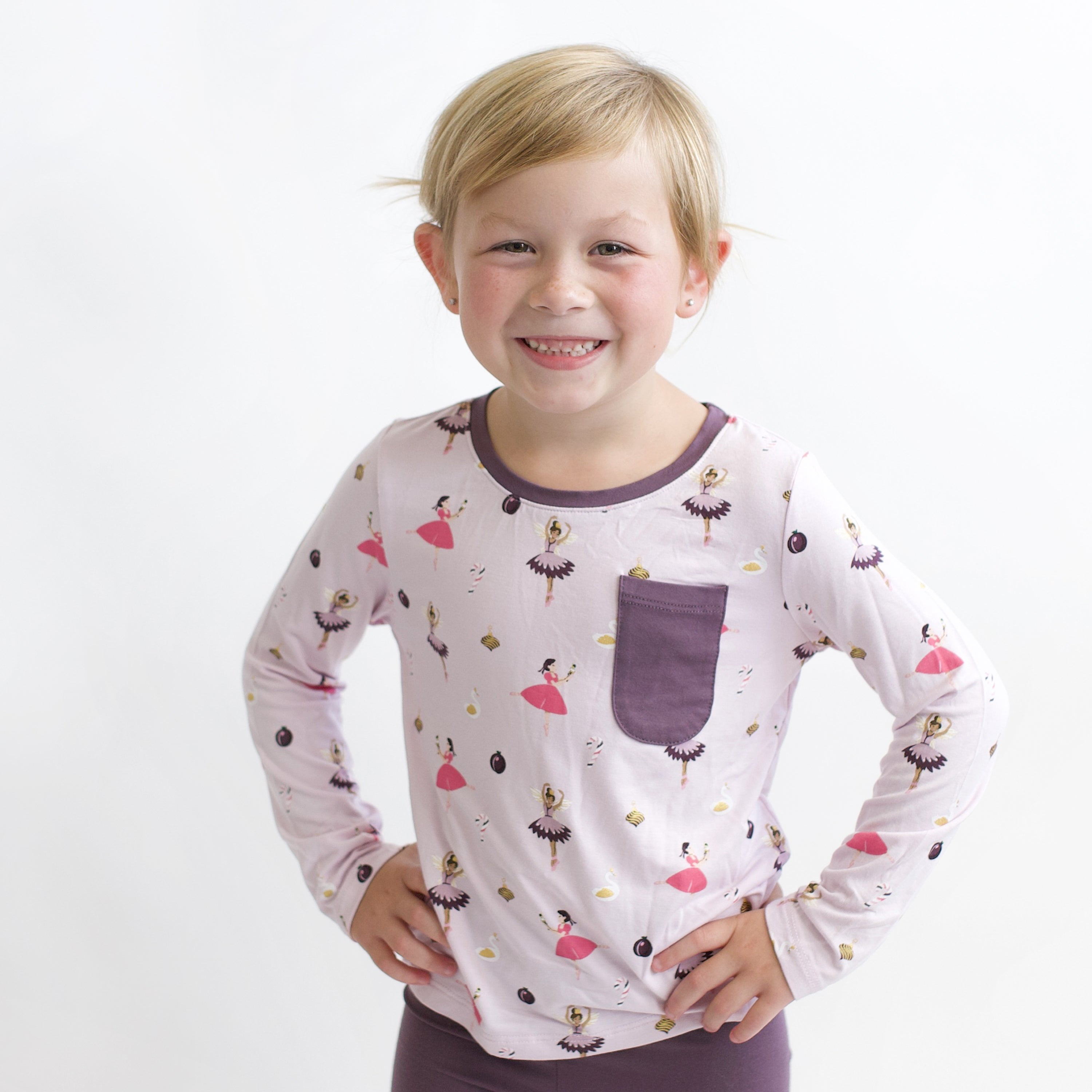 Long Sleeve Toddler Crew Neck Tee in Sugar Plum