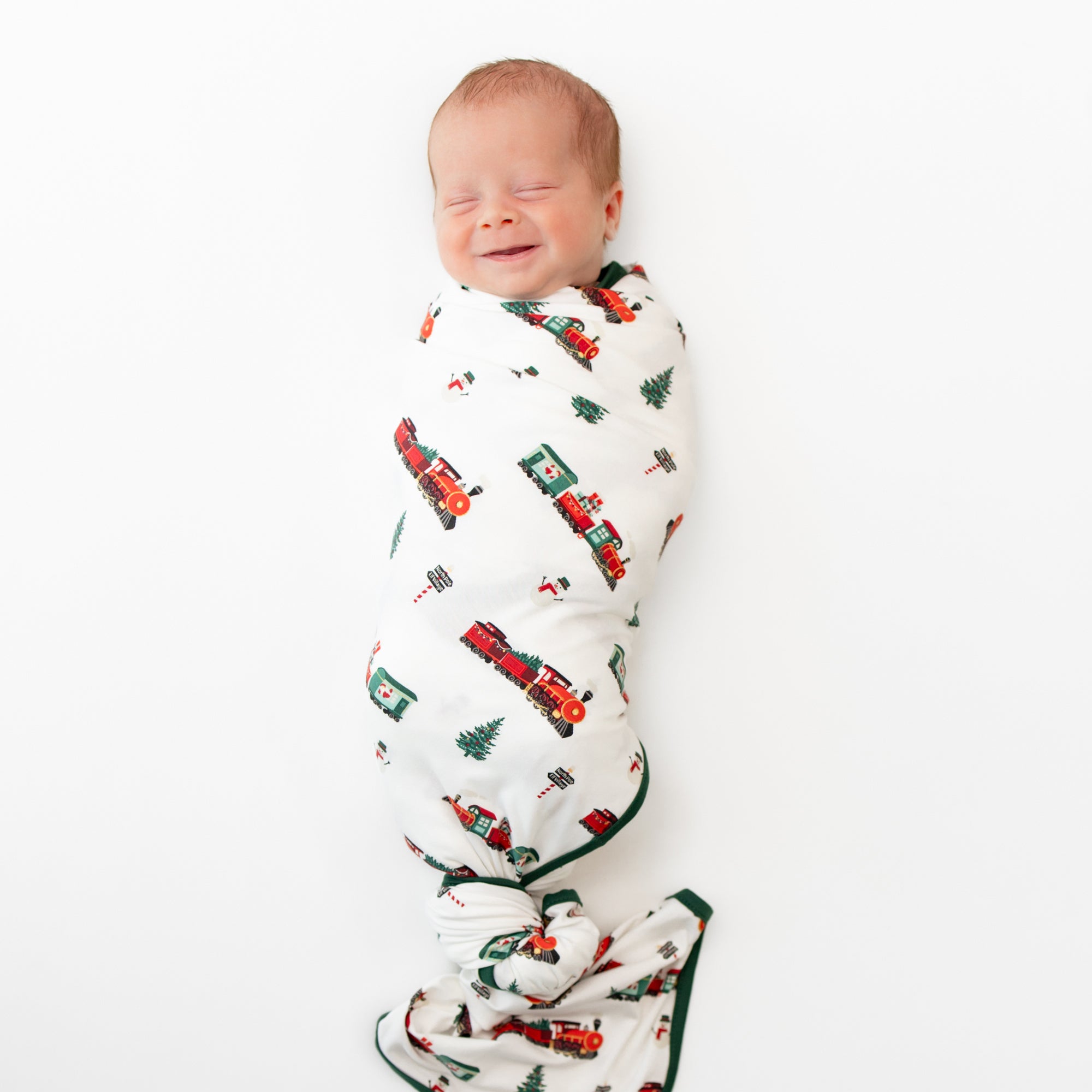 Swaddle Blanket in Holiday Train