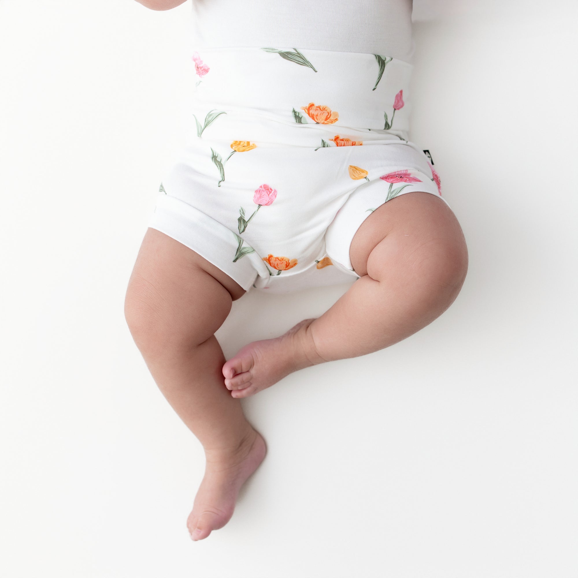 Close up of the Bummies in Tulip on an infant model