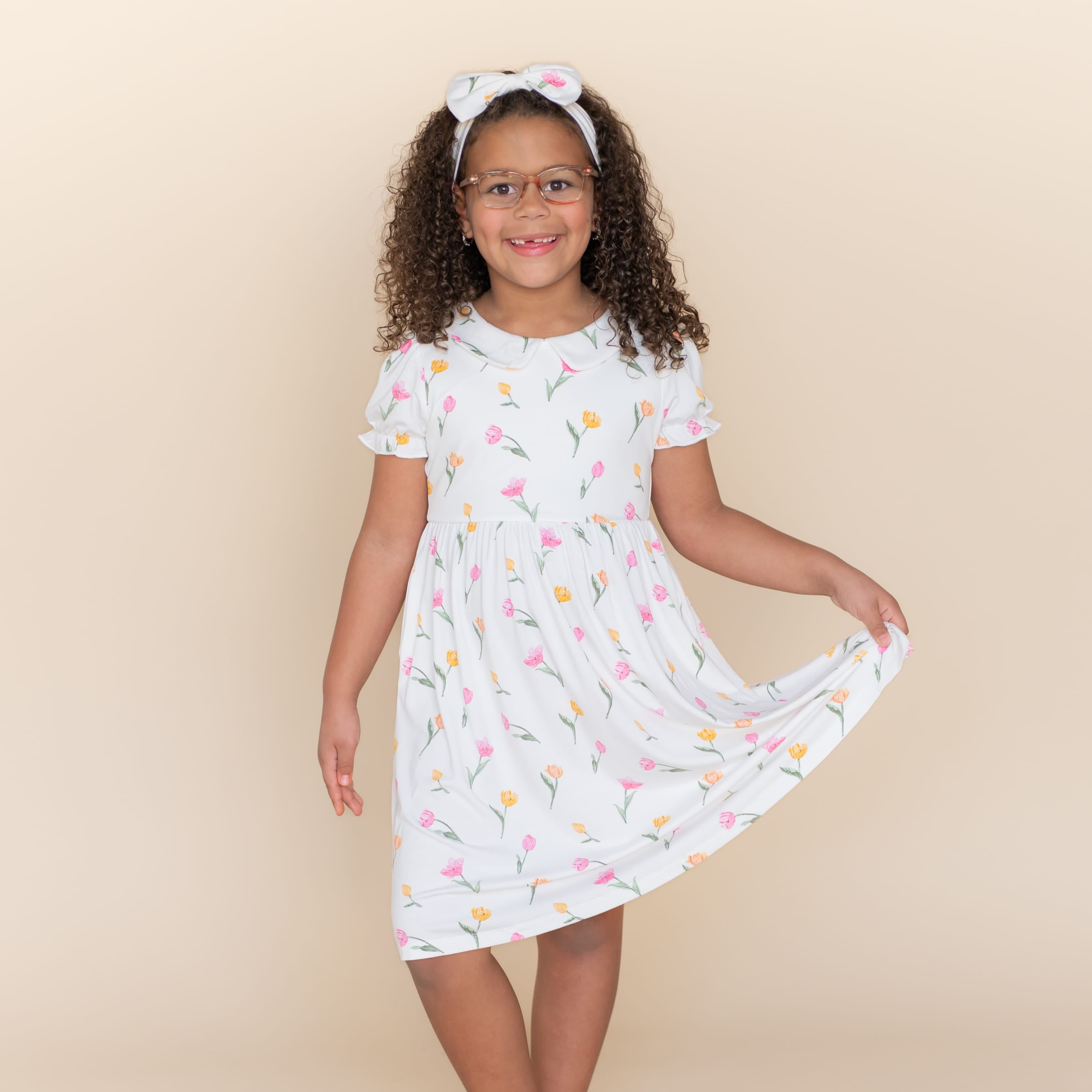 Peter Pan Collar Dress in Tulip