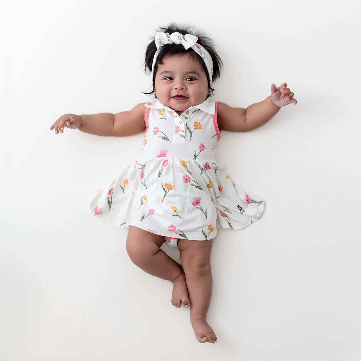 Bamboo Polo Bodysuit Dress in Tulip by Kyte Baby