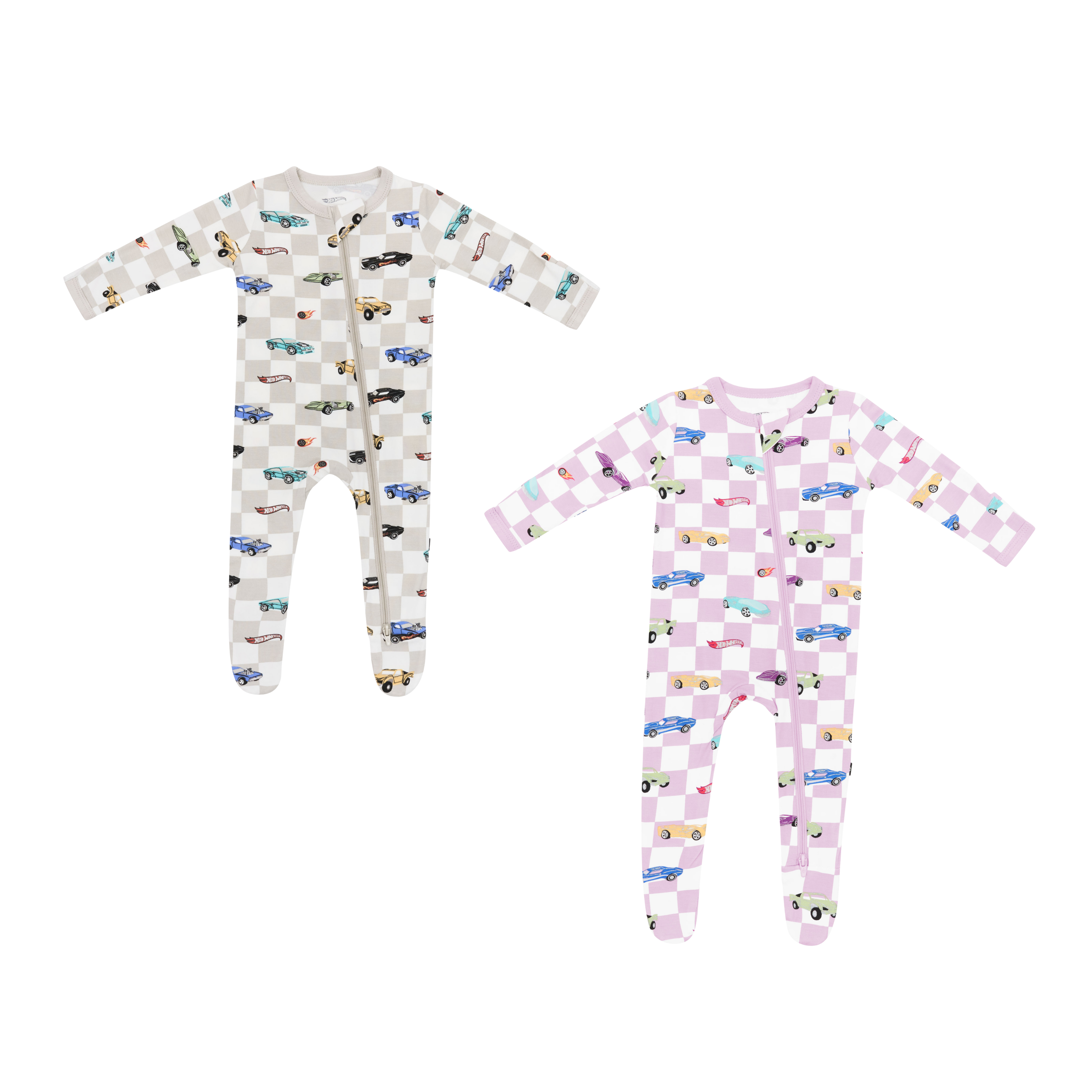 2 footies from the hot wheels x kyte baby collection