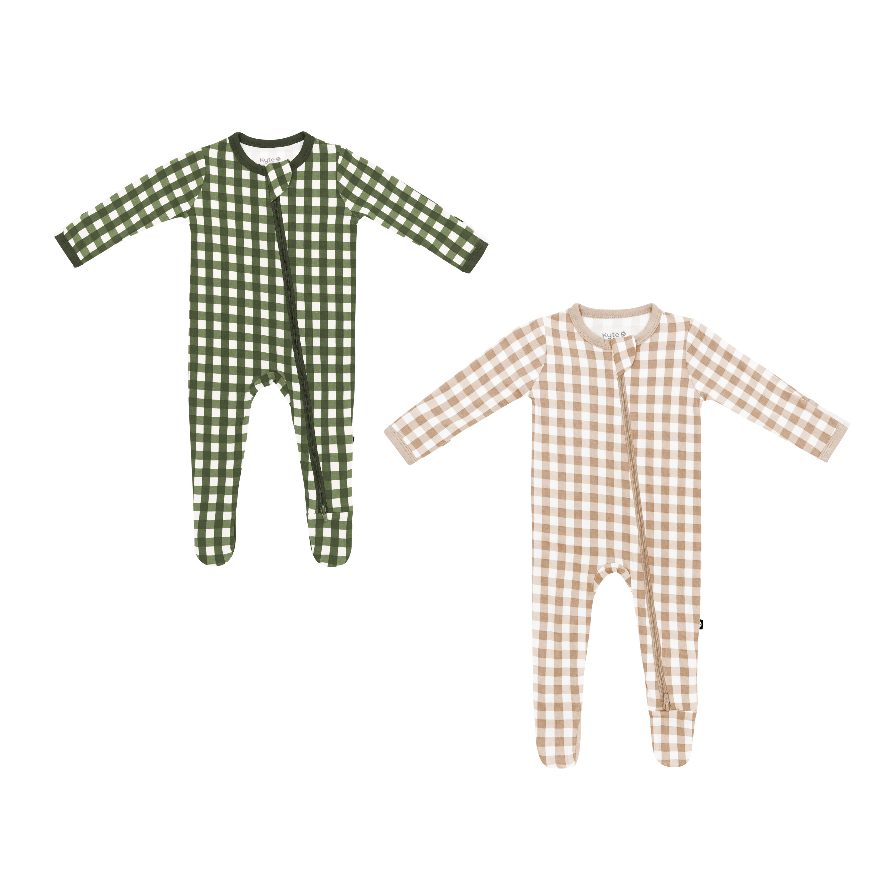 2 footies in gingham patterns