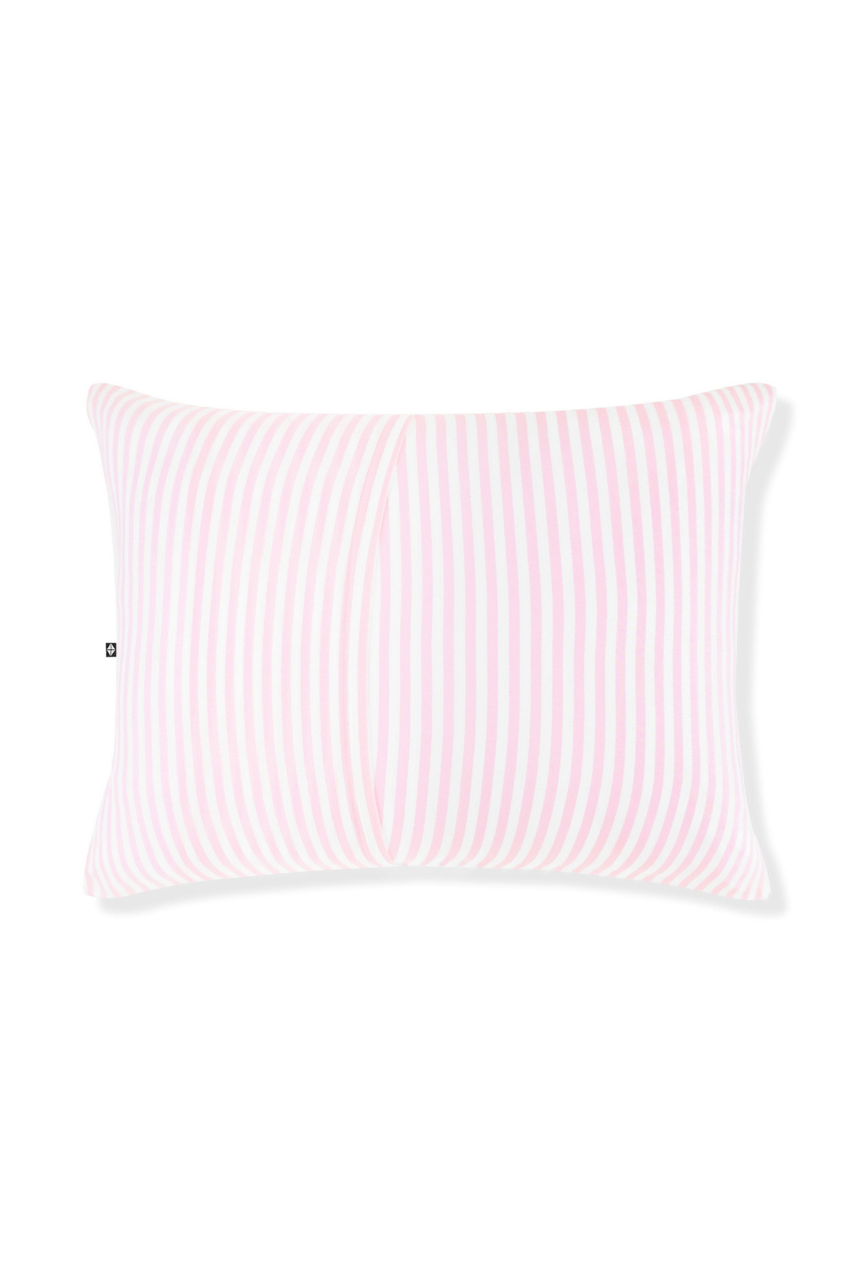 Pink striped pillow on a white background