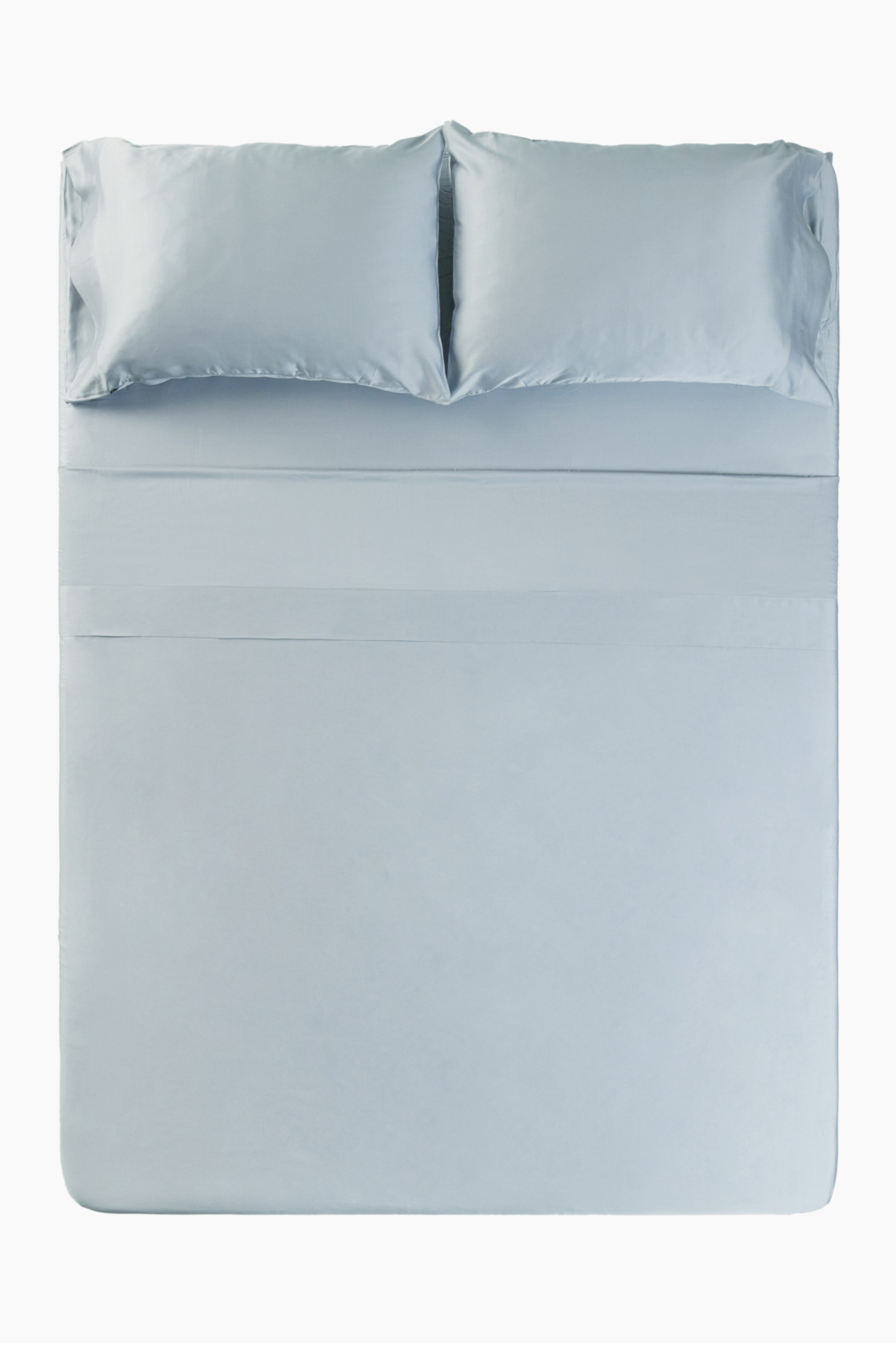 Overhead view of Ice bamboo sateen bedding set