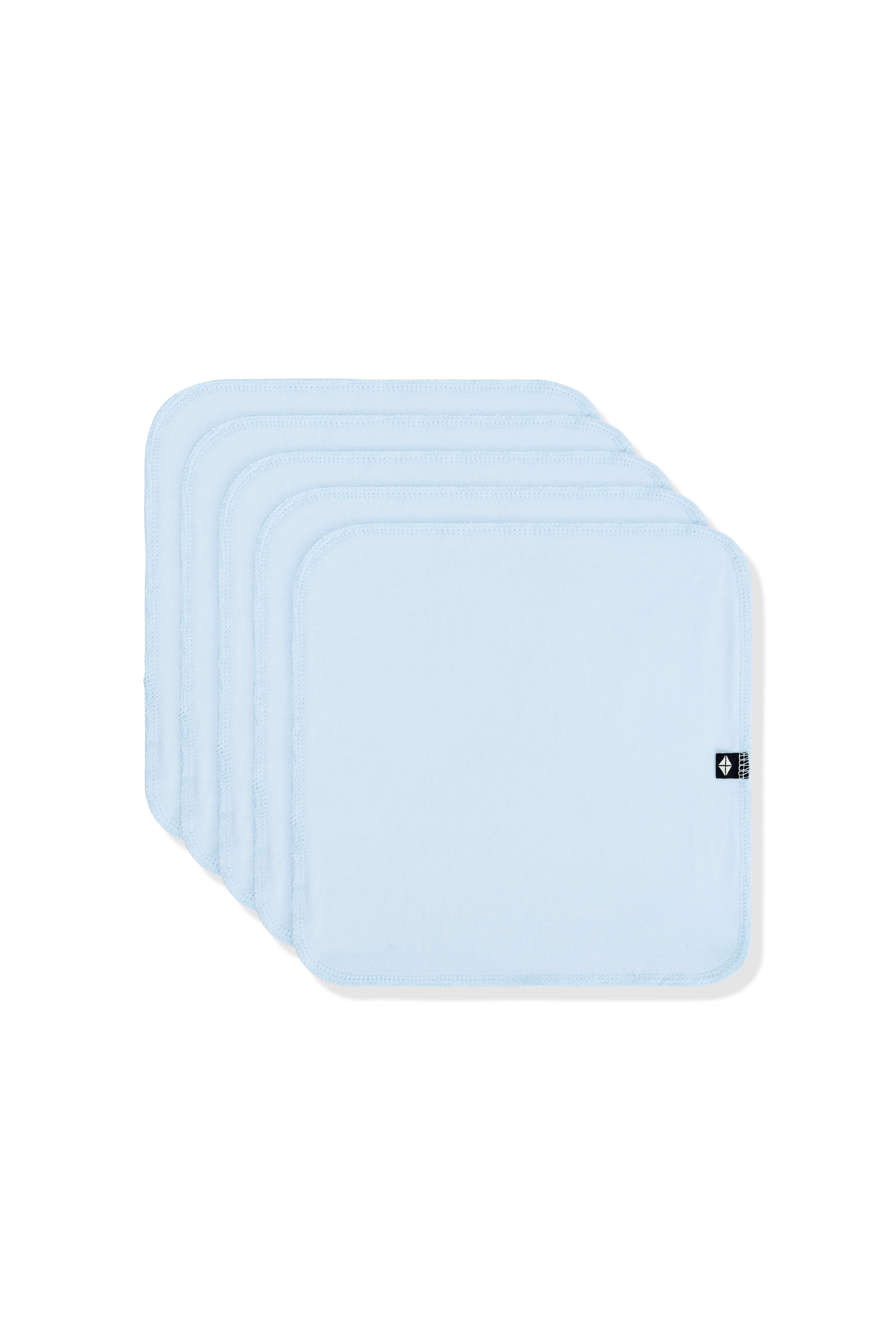 Washcloth 5-Pack in Breeze shown individually laid out one on top of the other