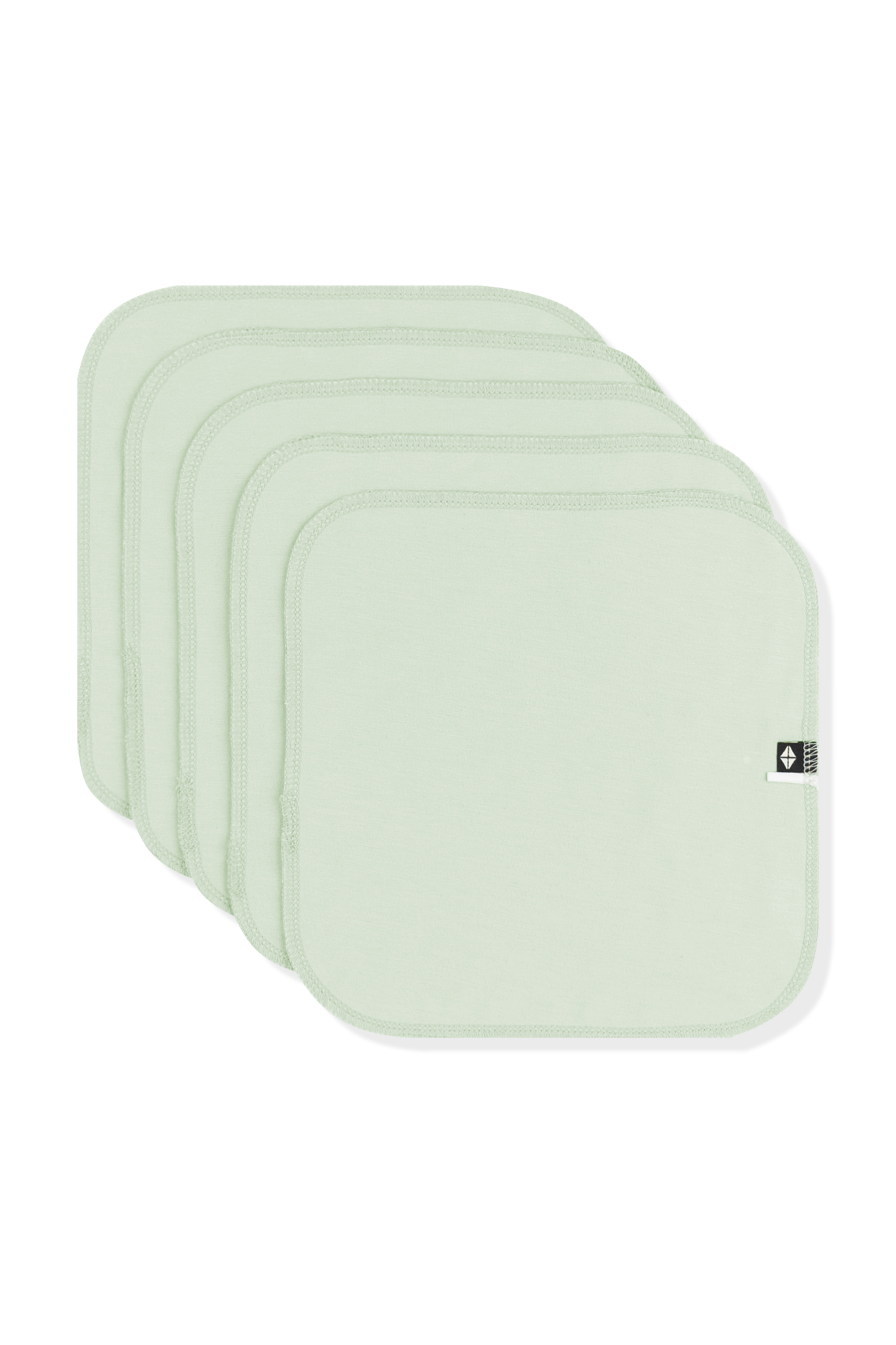 Washcloth 5-Pack in Basil shown unbundled laid one on top of the other