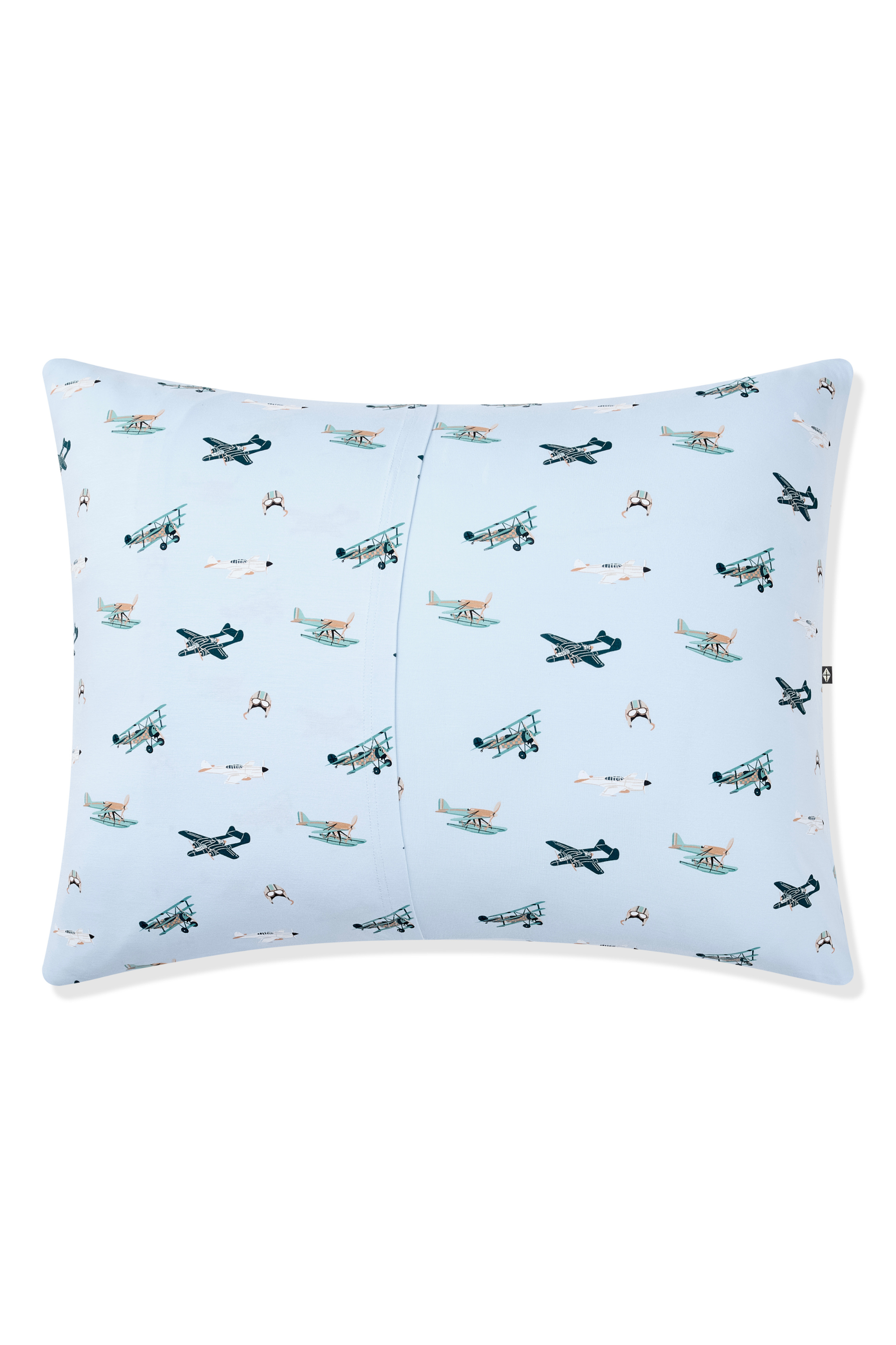 The back of the Toddler Pillowcase in Take Off showing the envelope closure