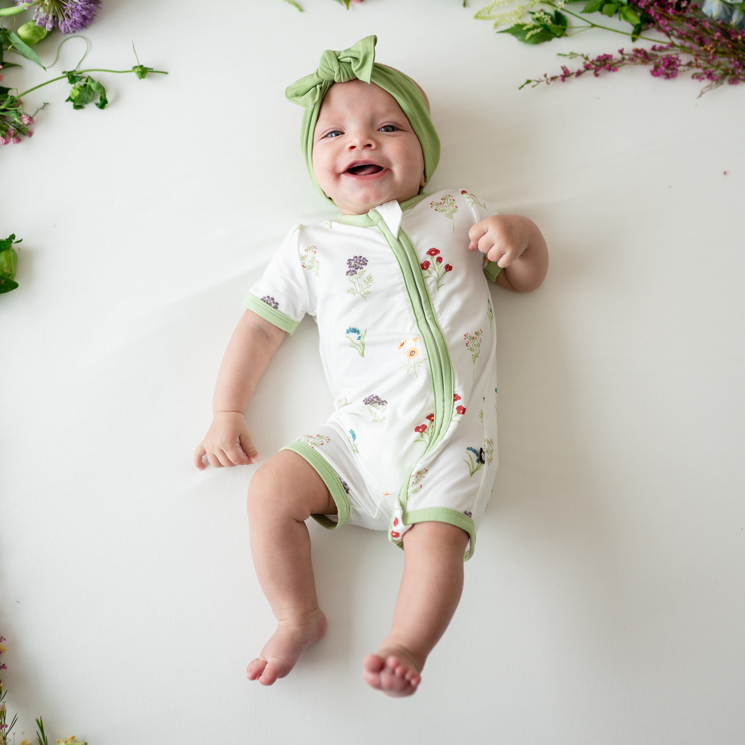 Zippered Shortall Romper in Wildflower