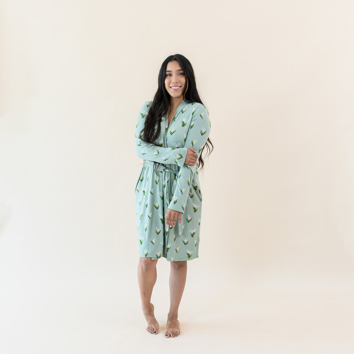 Women's Lounge Robe in Thyme Lily